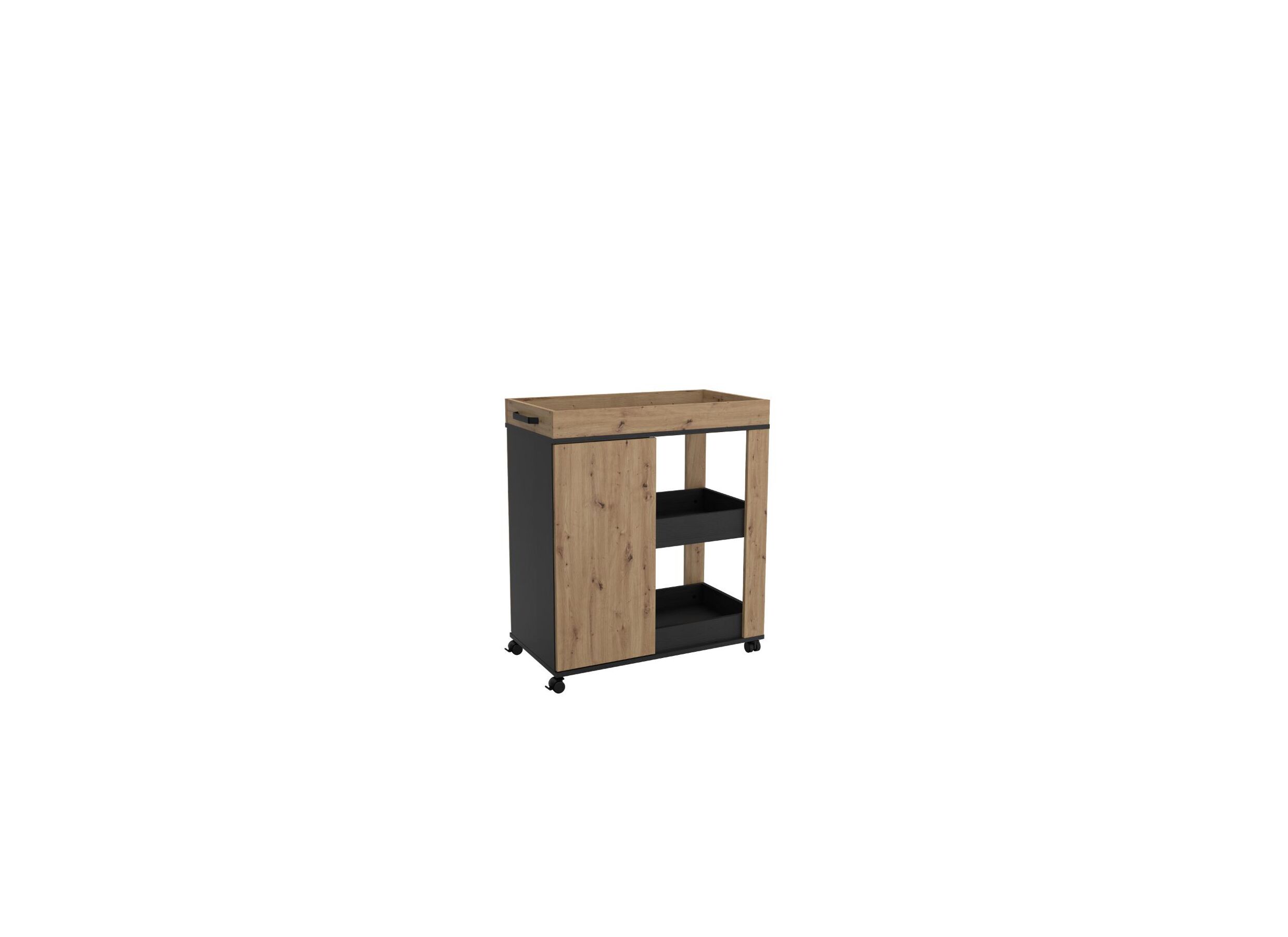 Serveerwagen 78cm - decor - artisanale eik
