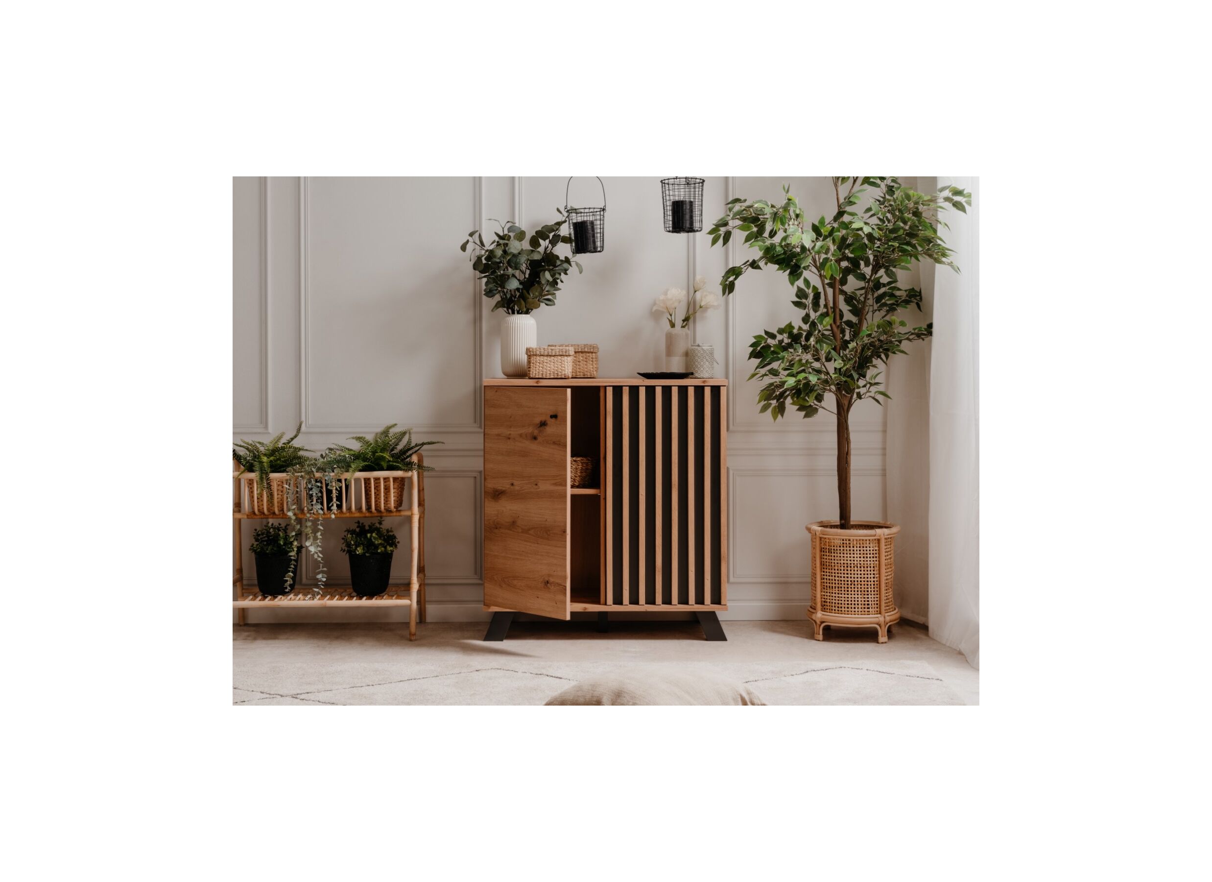 Foto ambiance - Commode Medan 80x40x85cm -mélamine - chêne artisanal