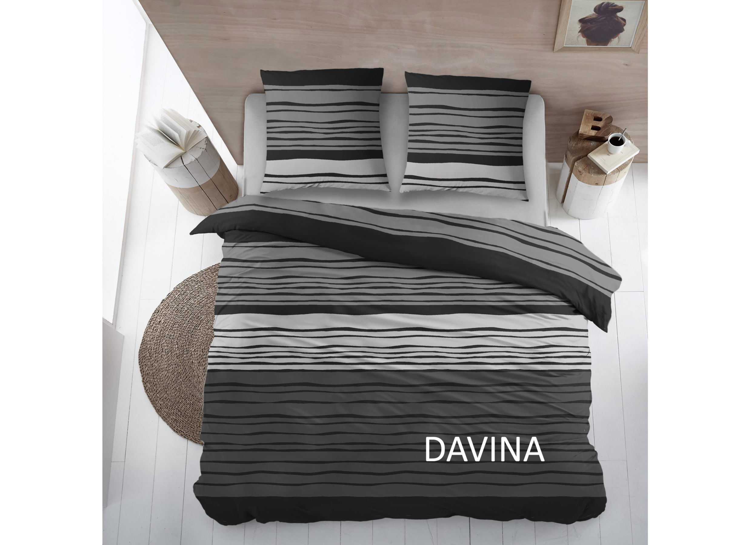 Housse de couette Davina 270x220cm coton - Housse de couette Davina 270x220cm coton