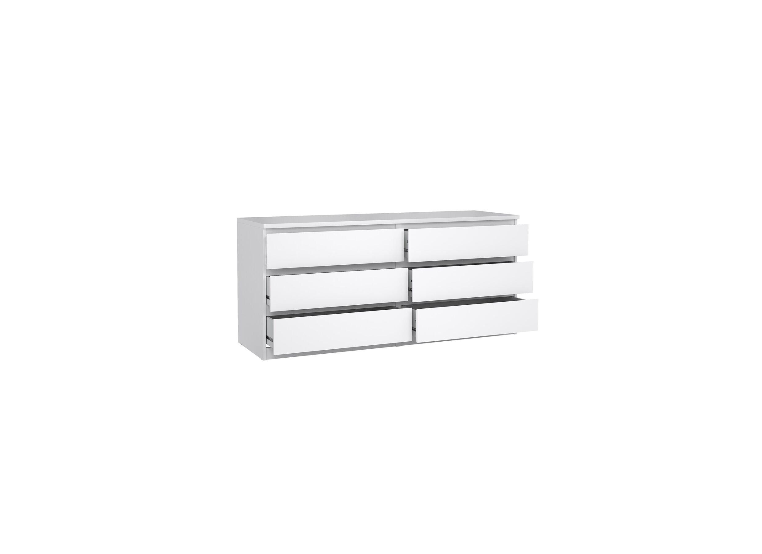 Commode Naia 154x50x71cm - mélamine - blanc laqué