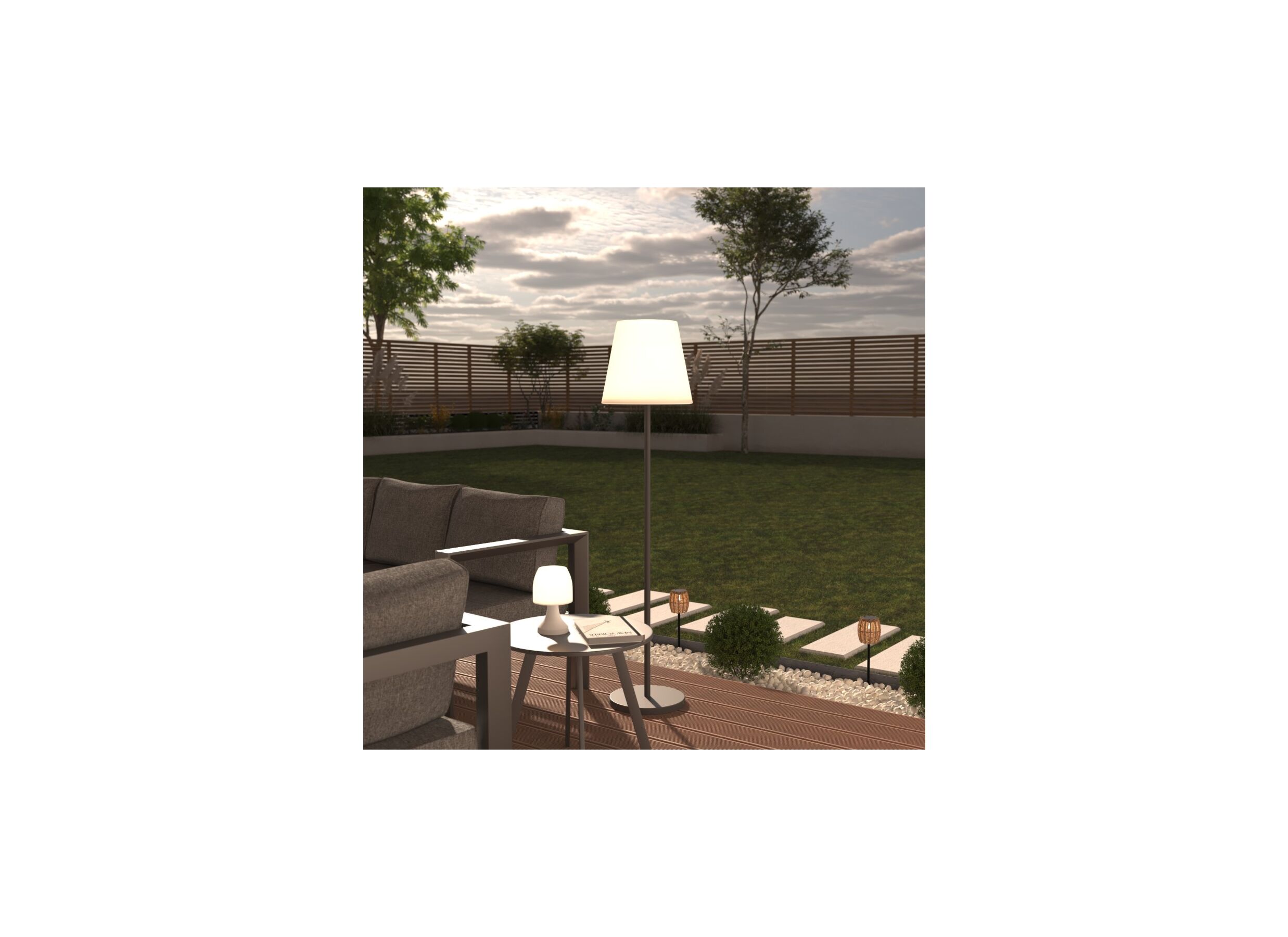 Foto ambiance - Lampadaire Rony LED H150cm - métal/plastique - blanc