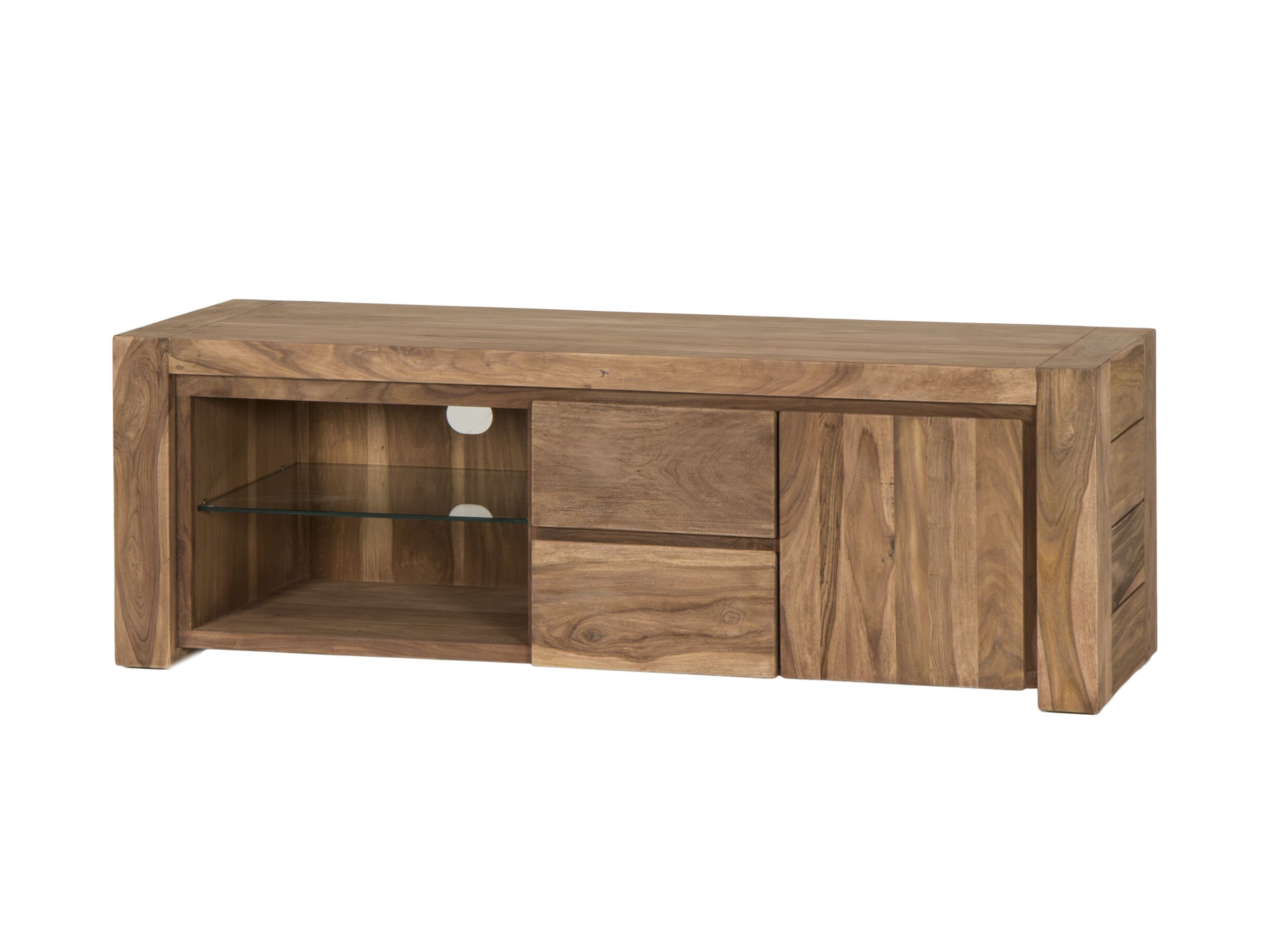 Tv-meubel Carbone 170cm - sheesham massief & fineer & decor - naturel
