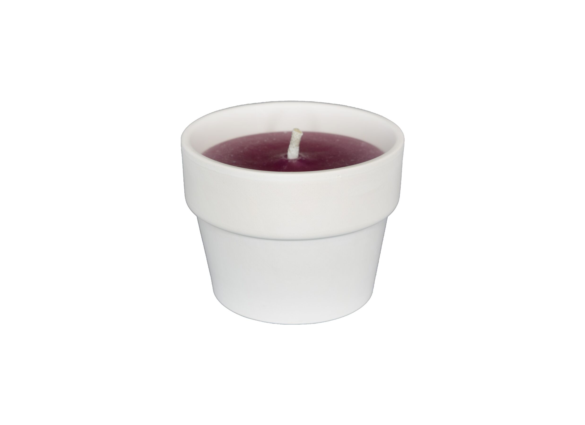 Kaars in witte terracotta pot H10cm crimson - Bougie dans un pot en terre cuite blanche H10cm crimson