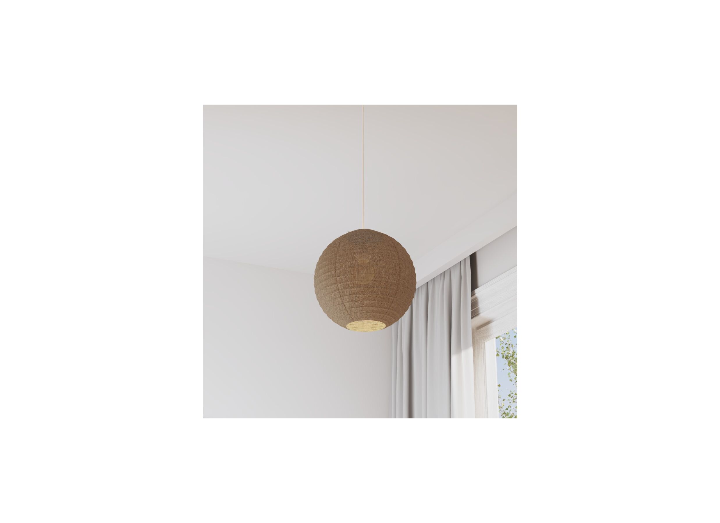 Sfeerfoto - Hanglamp Jordy Bol Ø35cm - linnen - beige