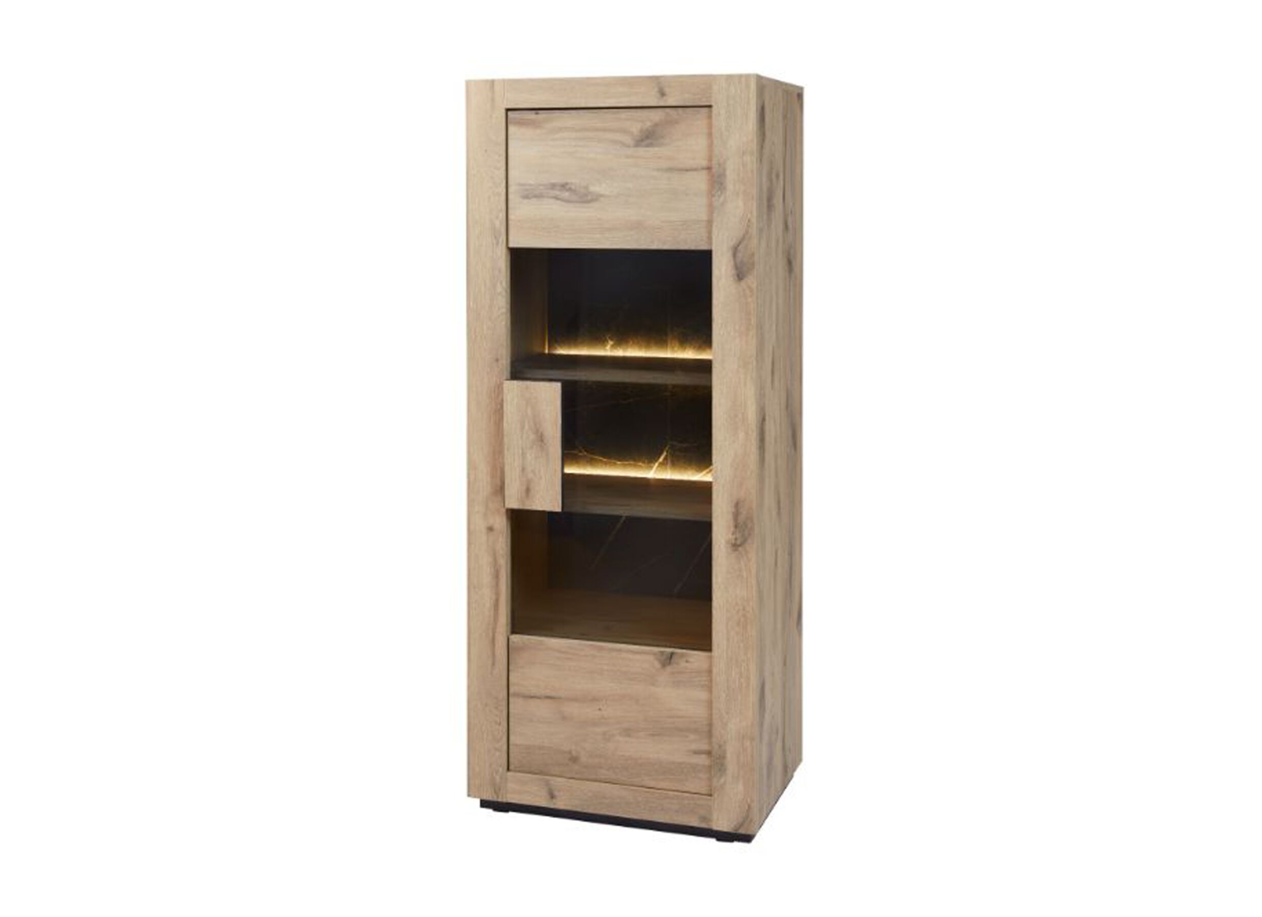 Hoofdfoto - Vitrinekast Sacha 70cm - melamine - canyon oak & marble