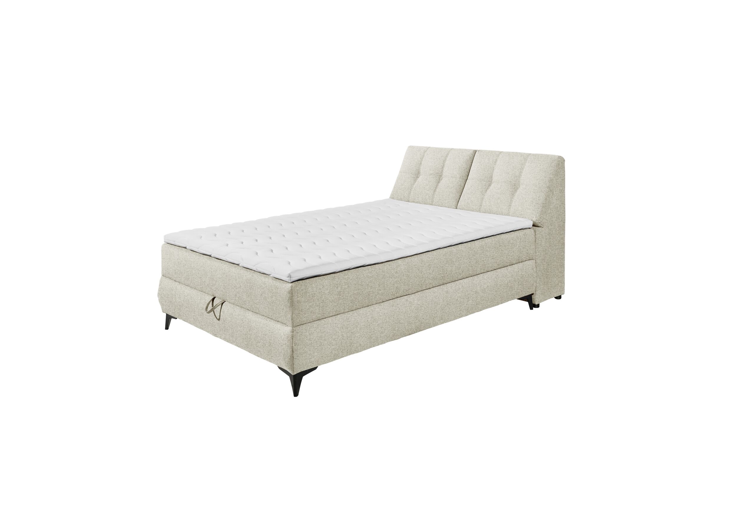 Lit box Atlantis 140x200cm avec rangement tissu ivoire - Lit box Atlantis 140x200cm avec rangement tissu ivoire