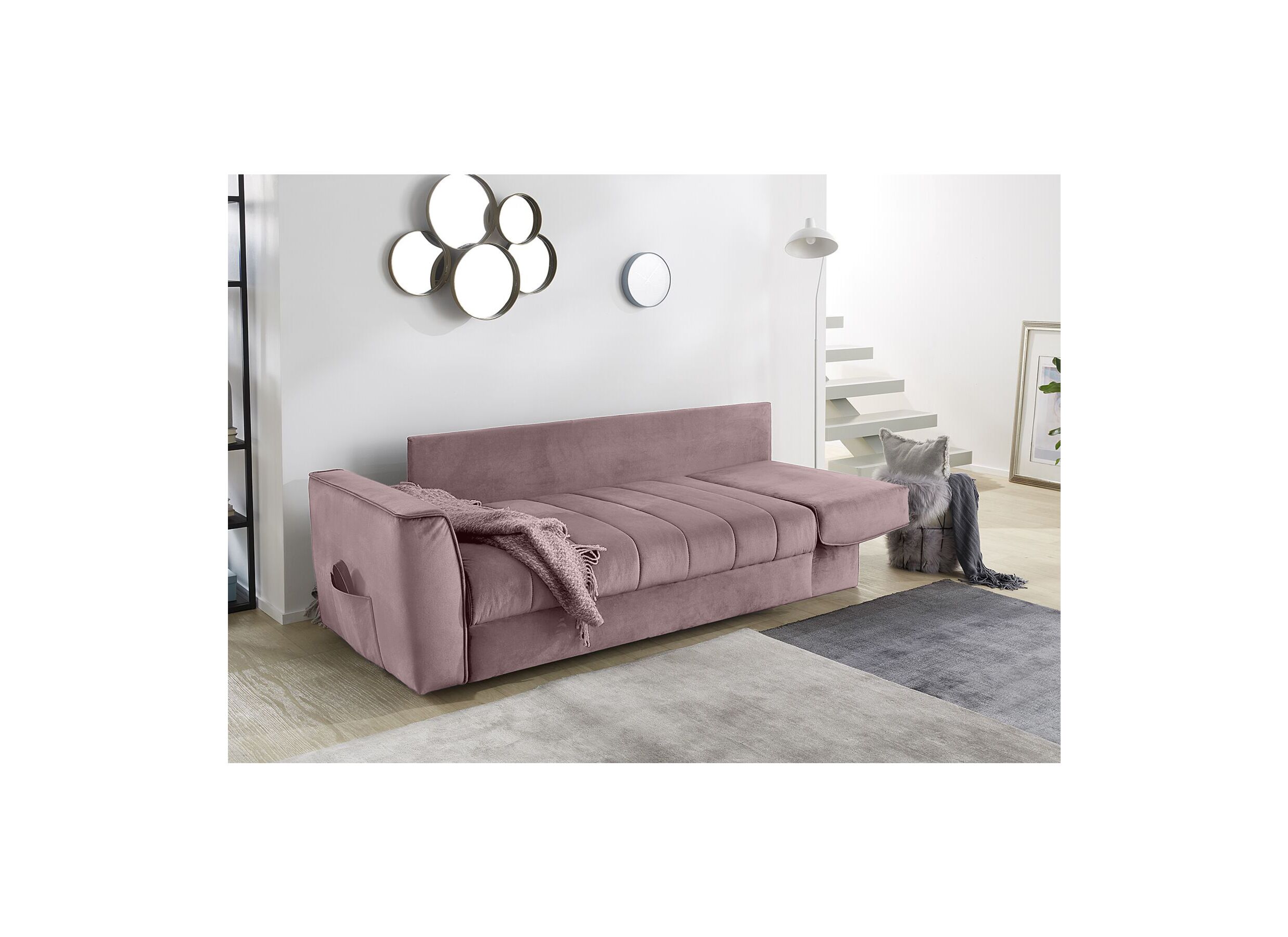 Zetelbed Rick 2-zit - stof - roze