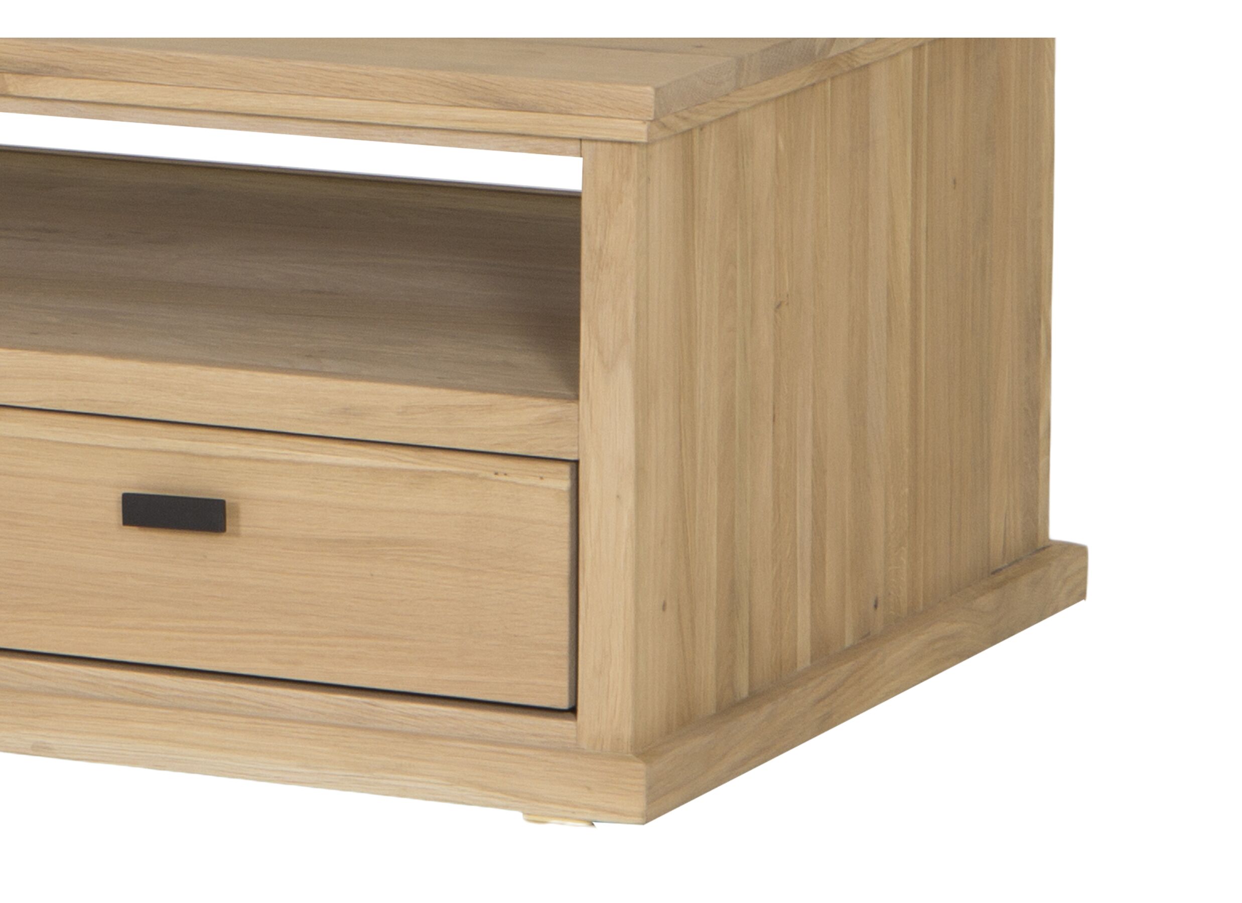 Table basse Grimaldi 120x74x45cm - chêne massif & placage & décor - naturel avec rangement