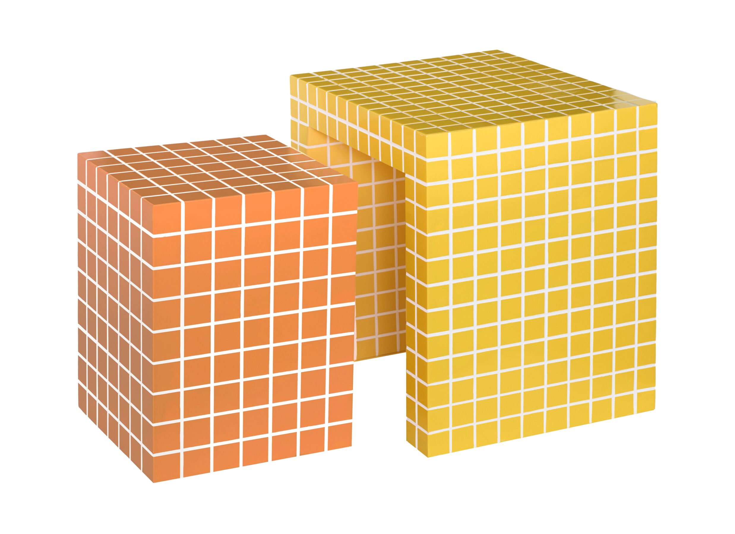 Aperçu - Table d'appoint Betsy 45x37x45cm - MDF - jaune & orange