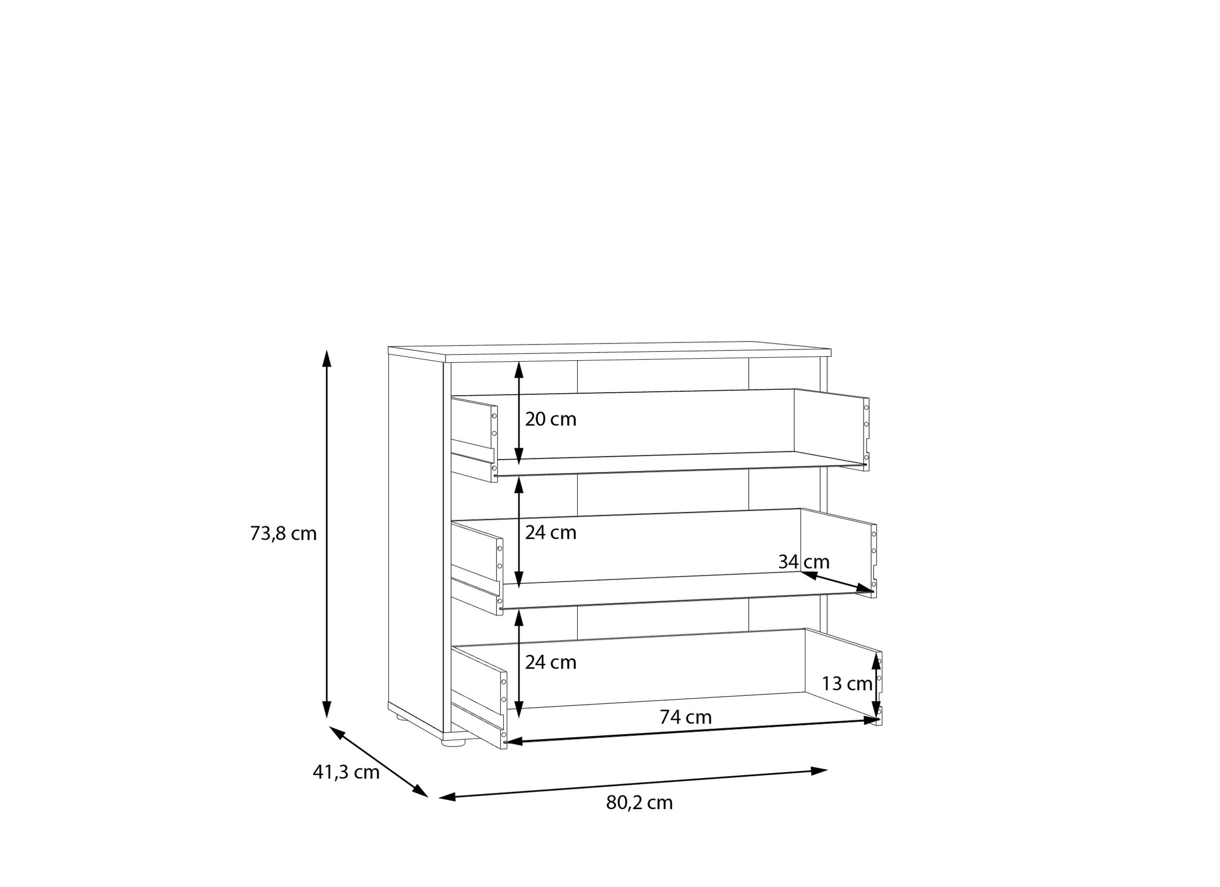 Afmetingen - Ladekast Ingalill 80x41x80cm - decor - sand