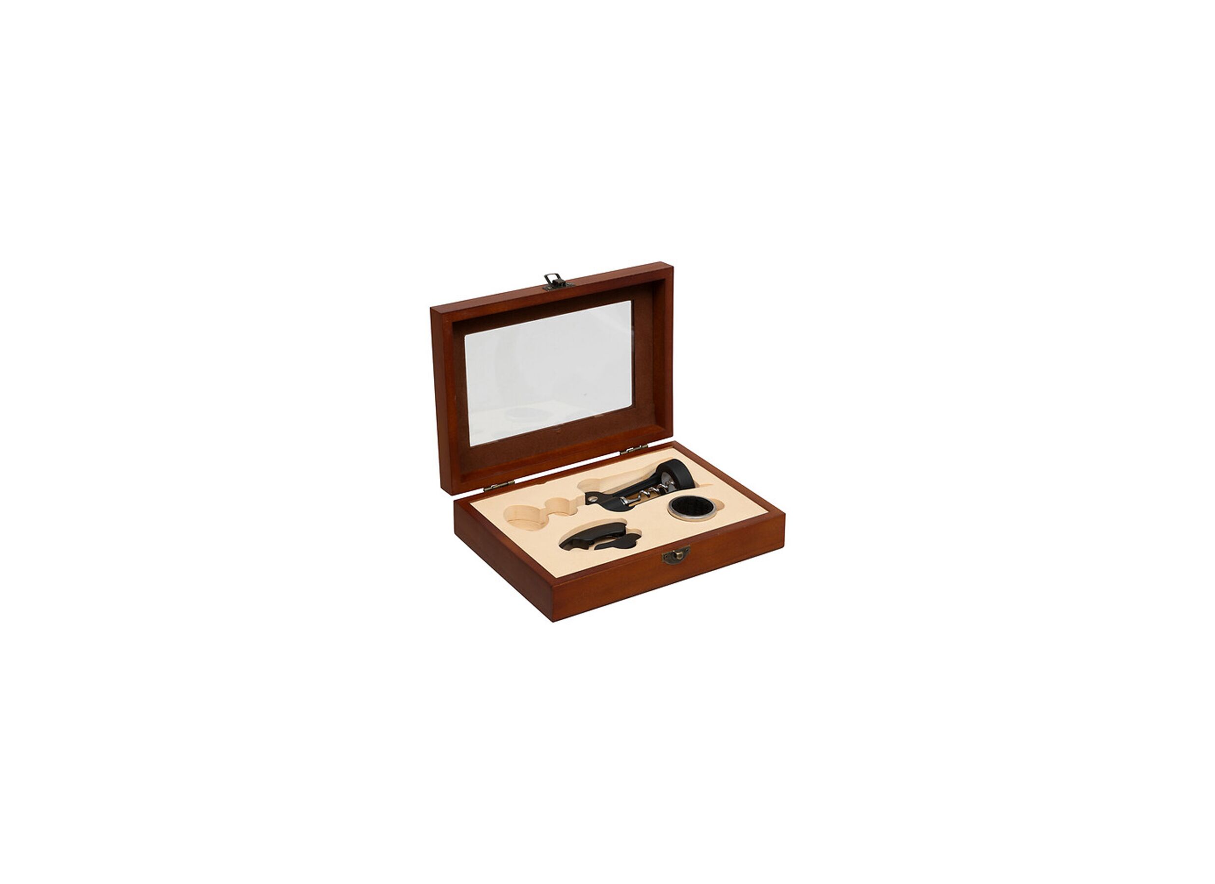 Plus Important - Coffret sommelier Cave 4 pièces 22,3x15,7x6,3cm - bois - marron