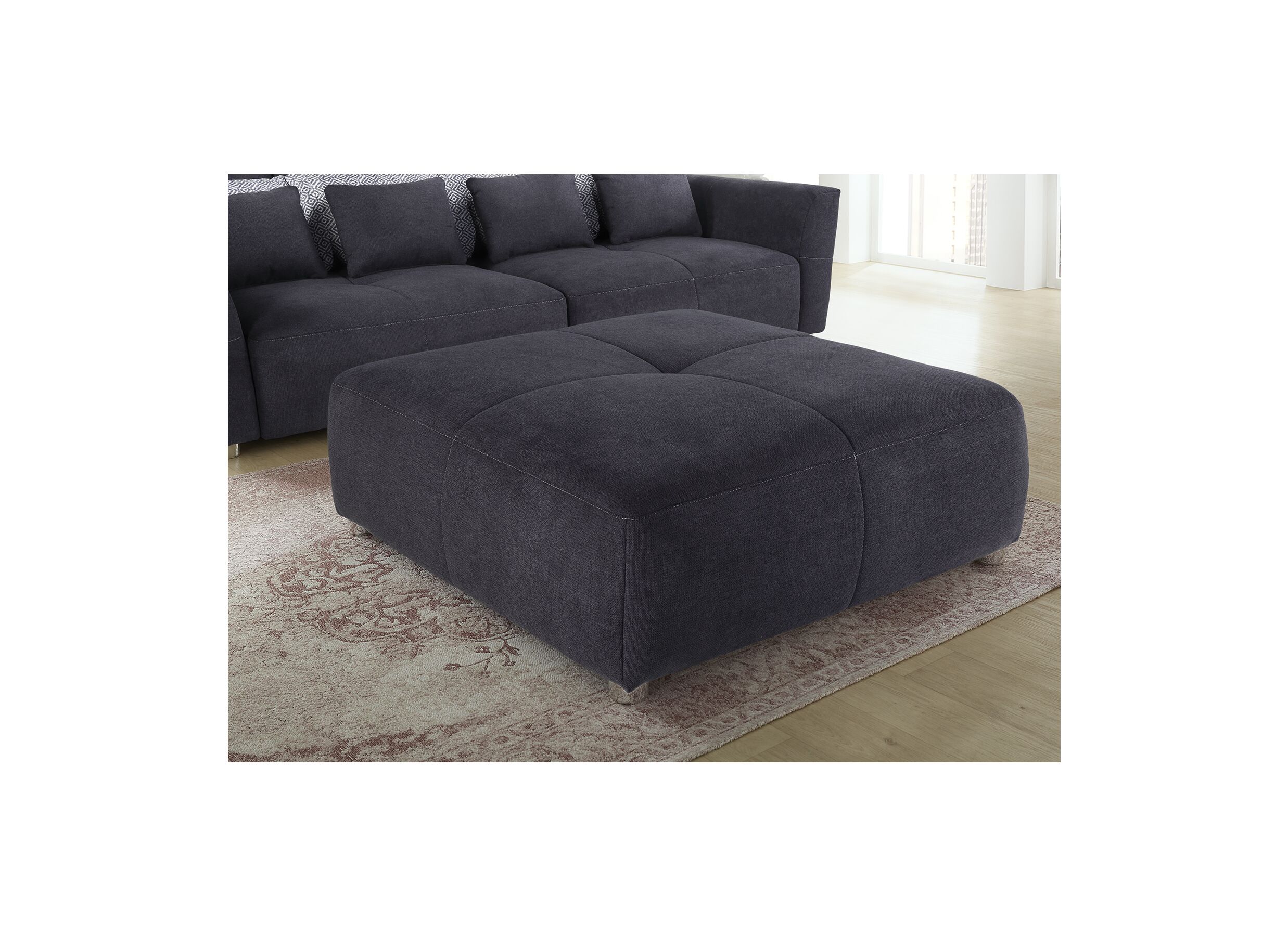 Poef Gulliver 126x126cm stof donkerblauw