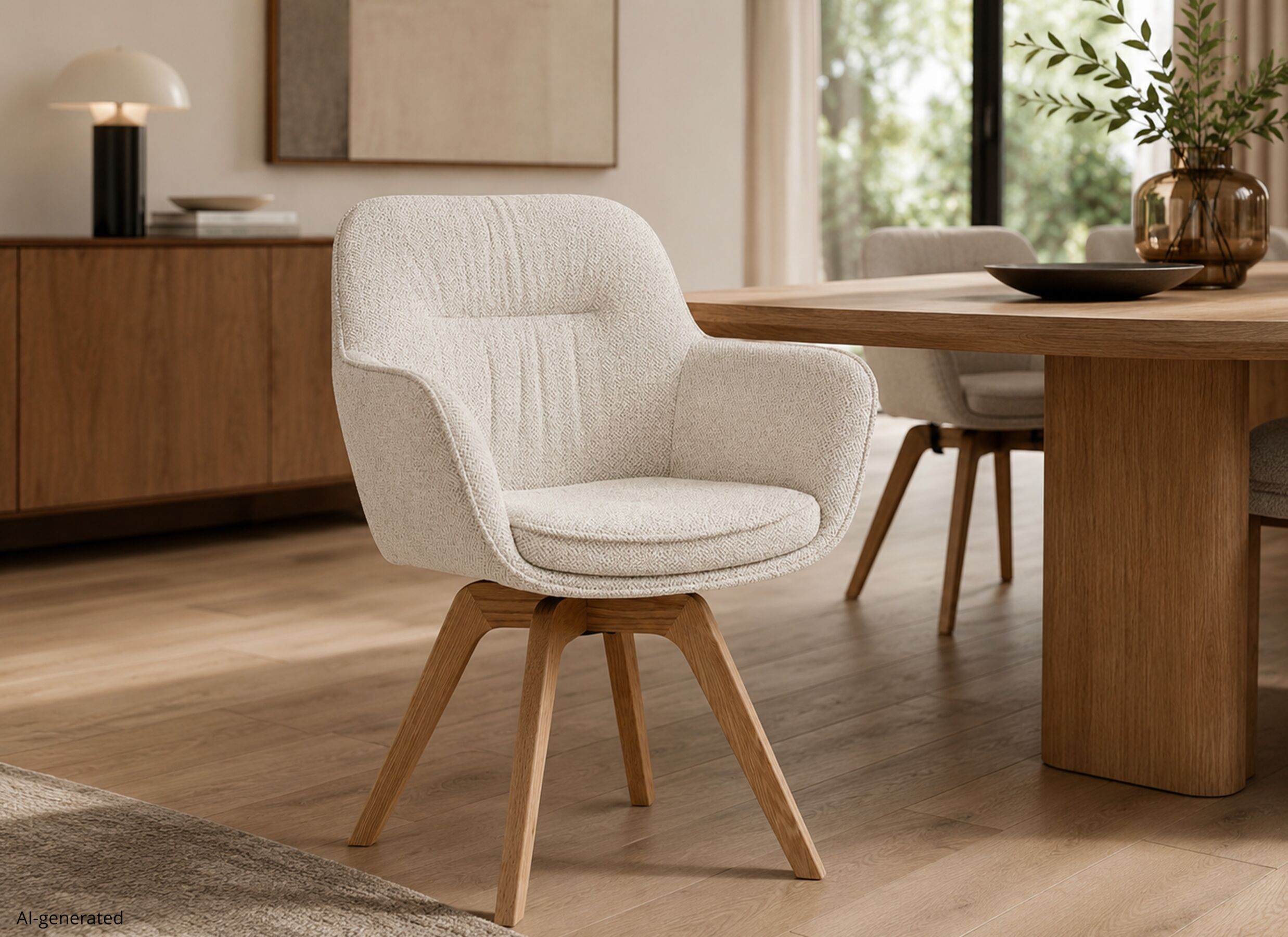 AI Generated - Chaise coque Tristan 63x62,5x86,5cm - fibre polyester - beige