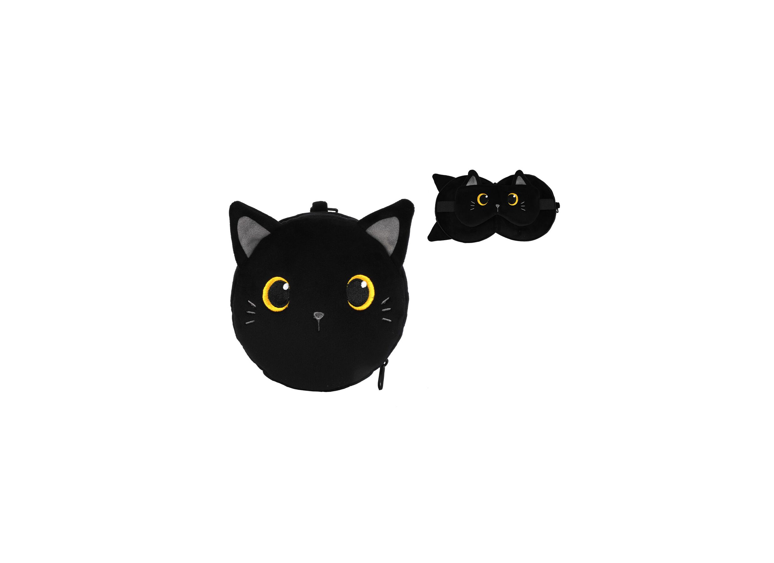 Plus Important - Coussin Black Cat avec masque de sommeil - tissu - noir