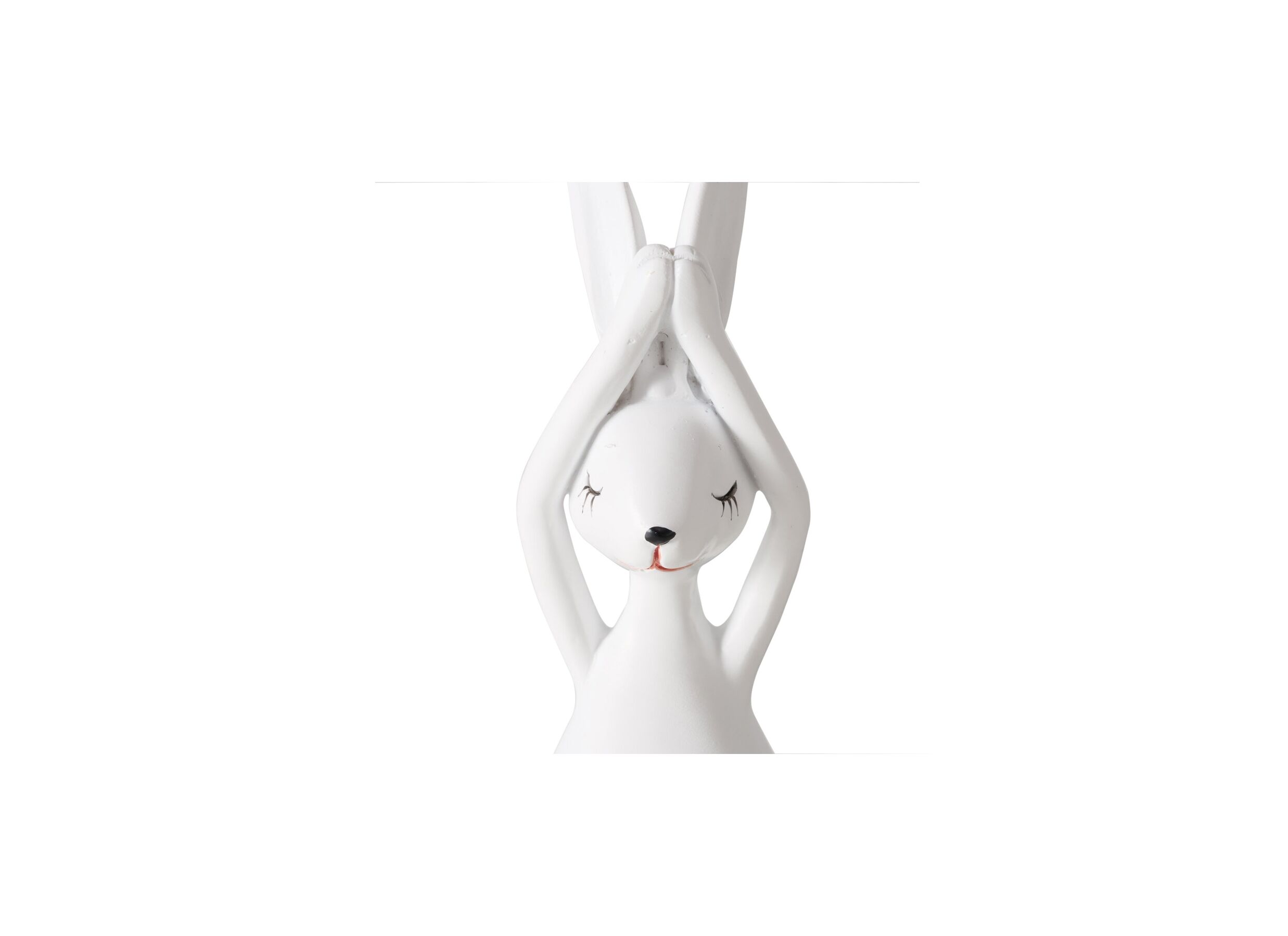 Detail - Figurine Yoga Lièvre H13cm - polystone - blanc mat