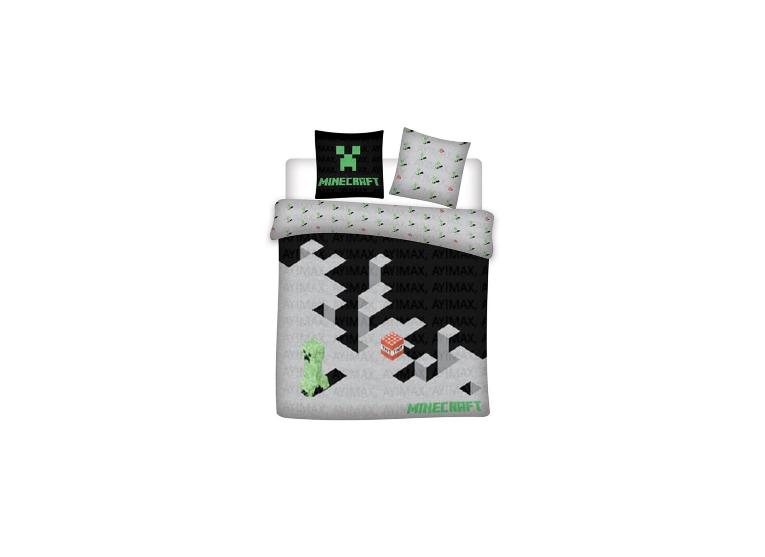 Dekbedovertrek Minecraft 240x220cm - polyester/katoen - grijs