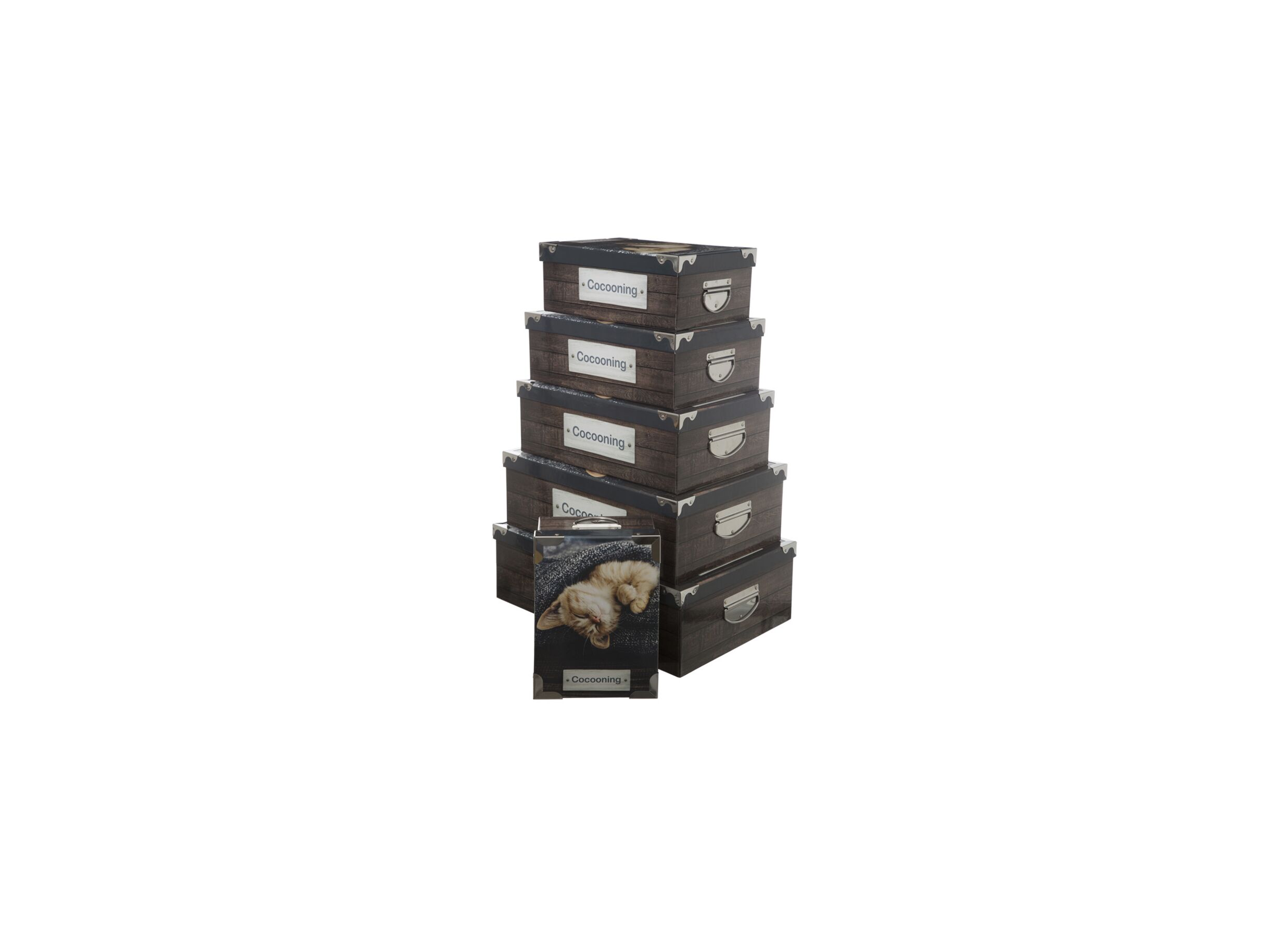 Opbergbox Cocoon - karton - multicolor set van 6 - Opbergbox Cocoon - karton - multicolor set van 6