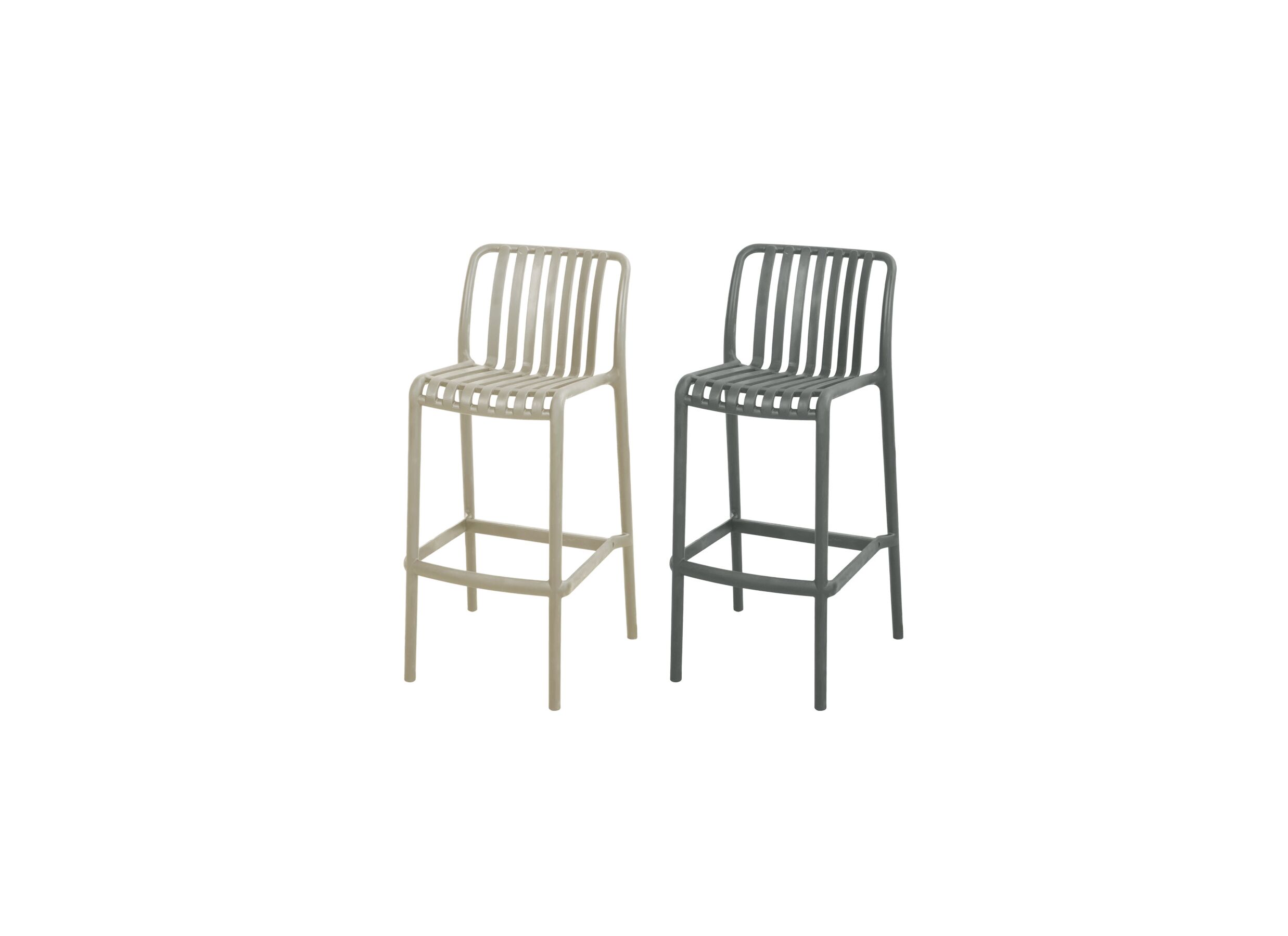 Photo ensemble - Chaise de bar Cute HA74,5cm - plastique - gris foncé