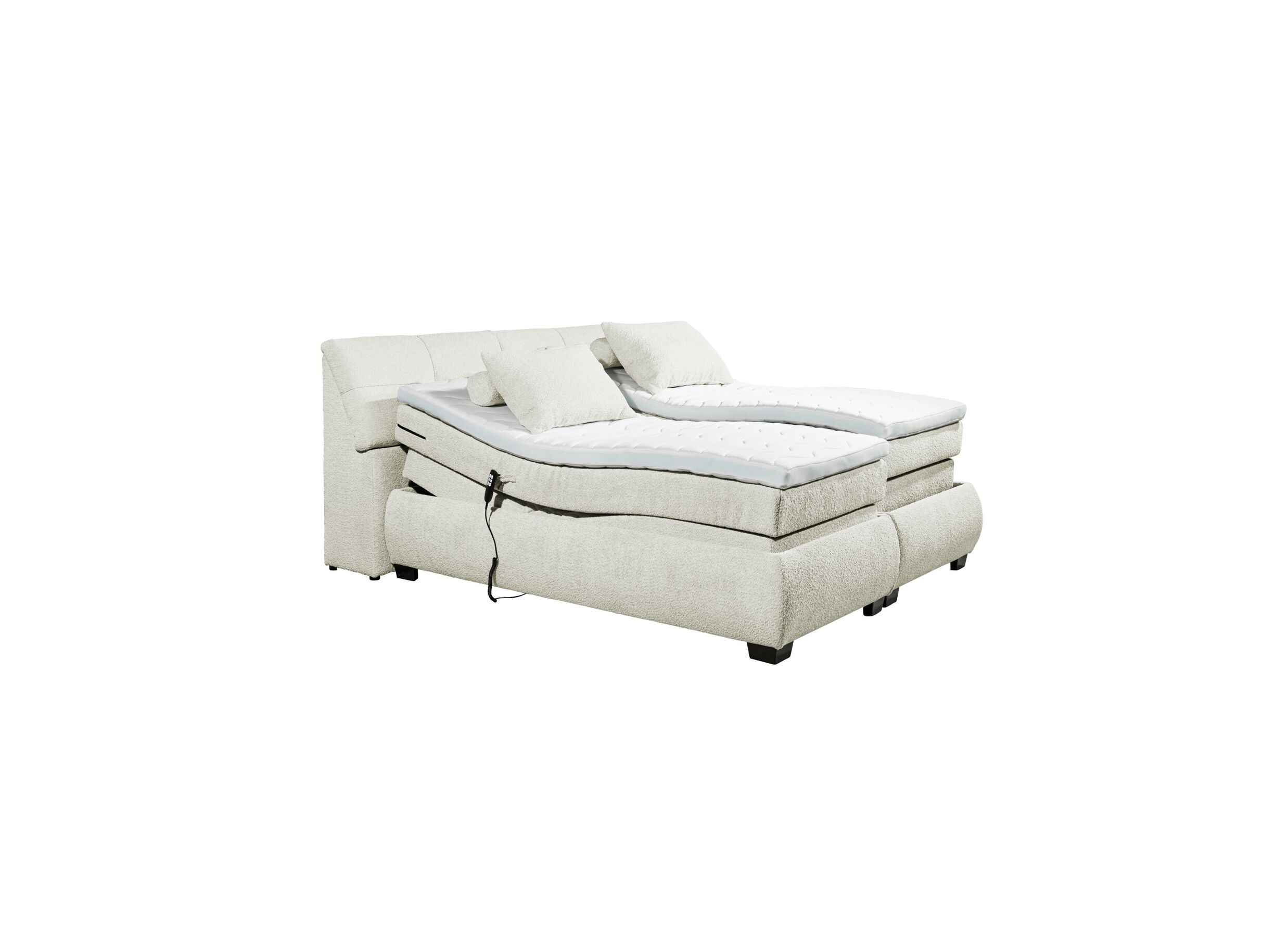 Overzichtsfoto - Boxspring Reynosa 180x200cm - stof - ivoor met opbergruimte & elektrisch