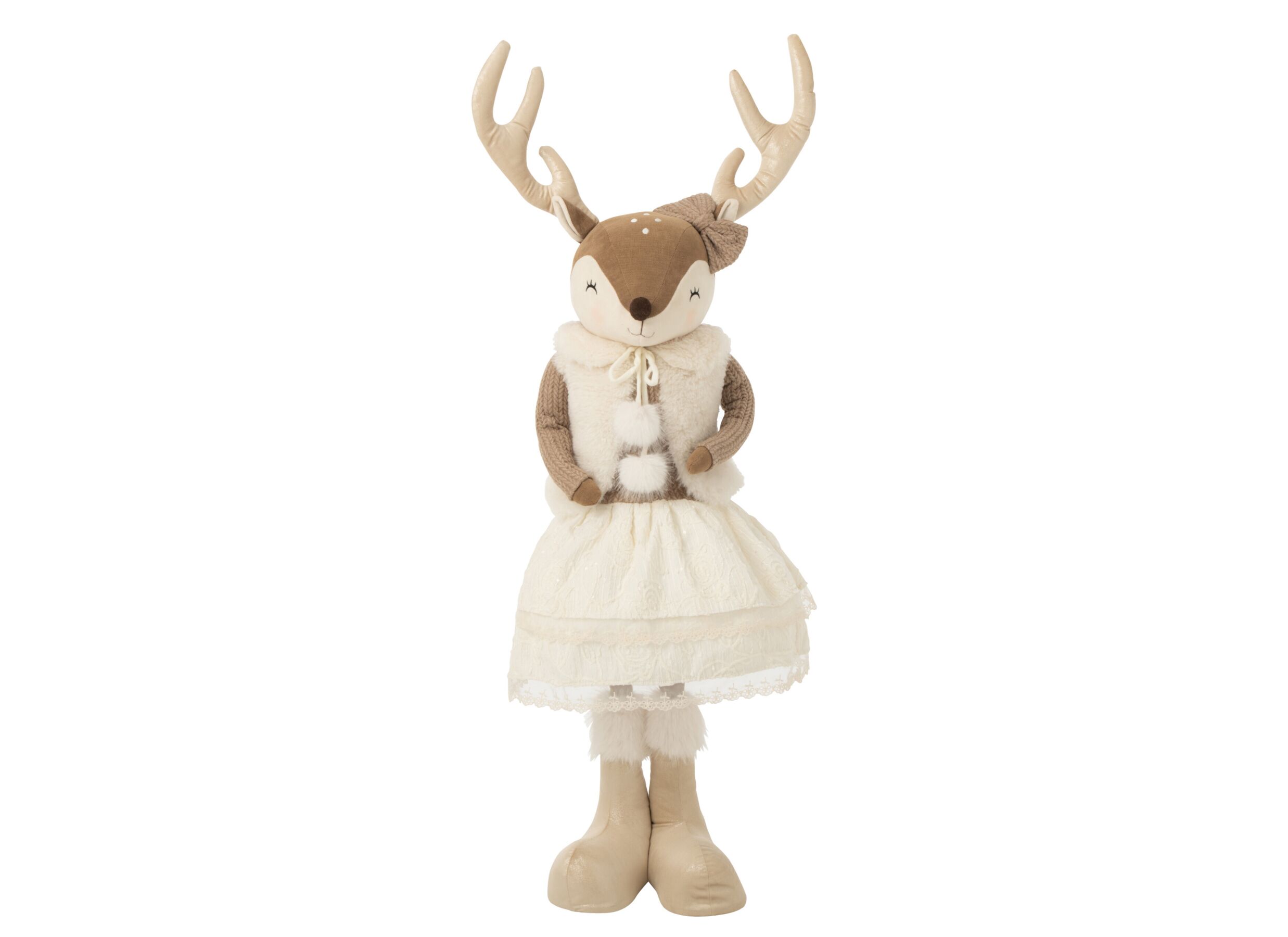 Kerstdecoratie Eland H160cm - stof - beige - Décoration de Noël Elan H160cm - tissu - beige