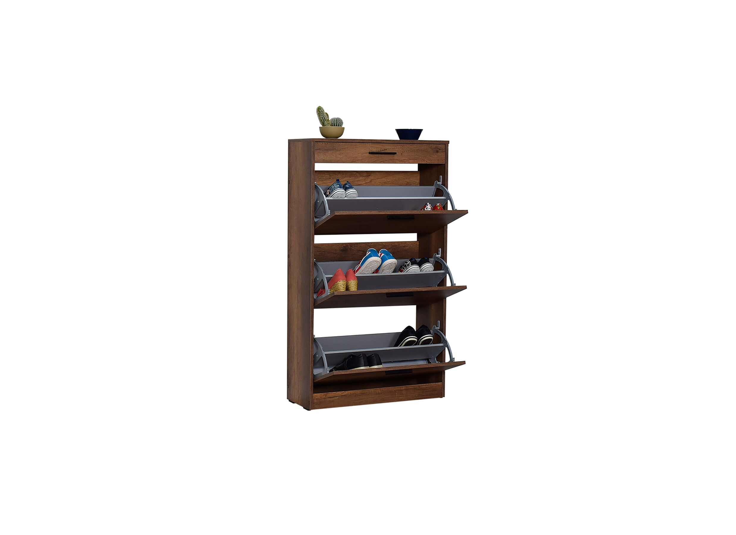 Schoenenkast Bagan 75x29x128cm - melamine - walnoot bruin