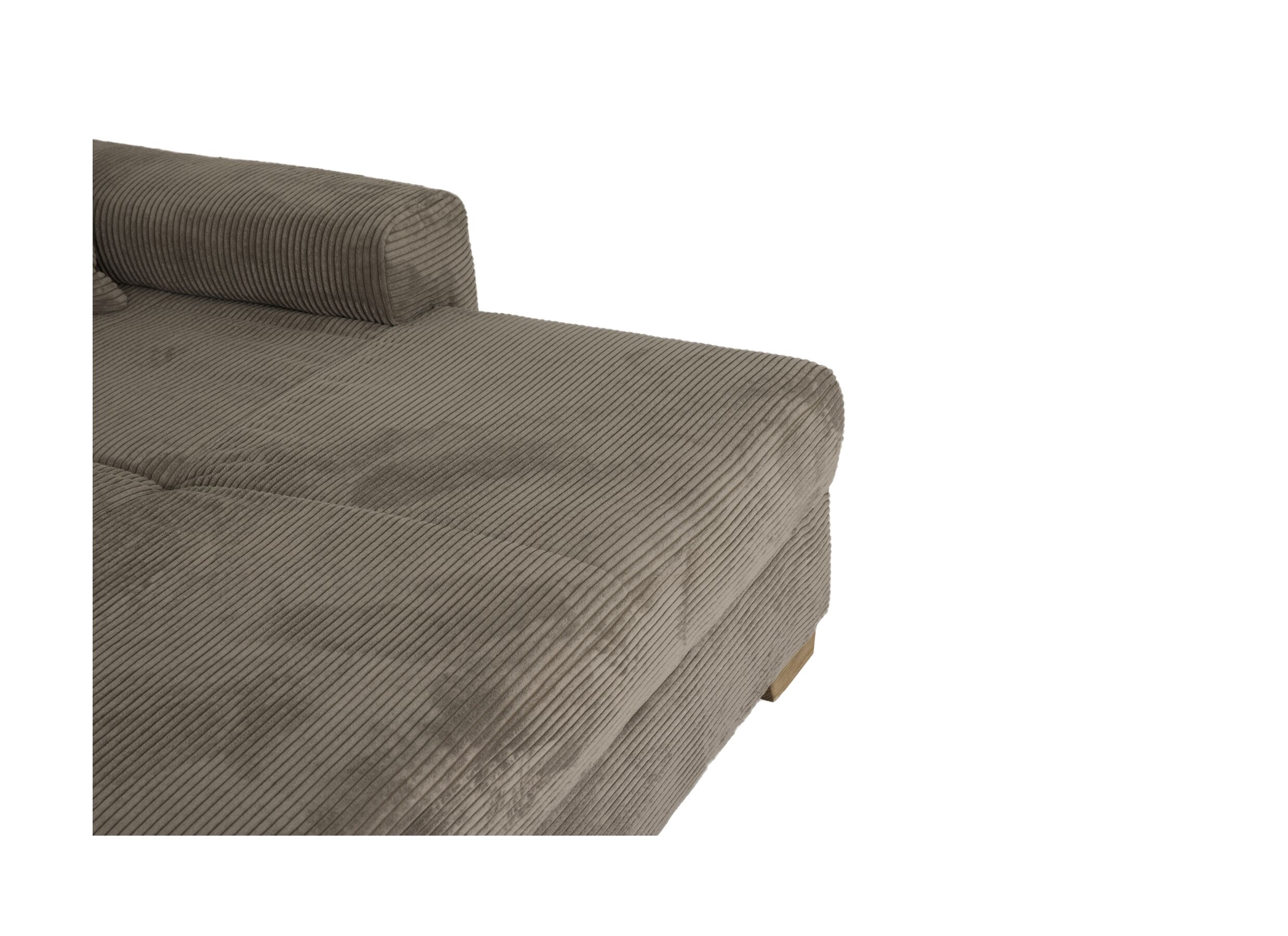Detail - Canapé d'angle Slider 279 x 186 cm - tissu ribcord - marron avec fonction lit