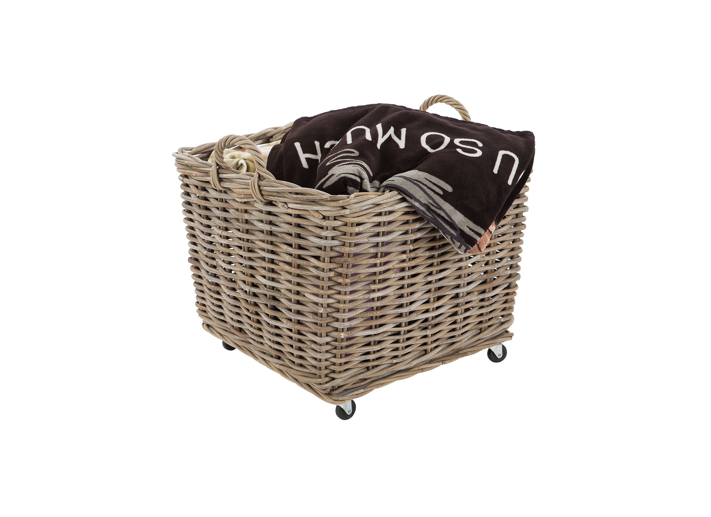 Aperçu - Panier en vannerie sur roues, 64x64x47cm