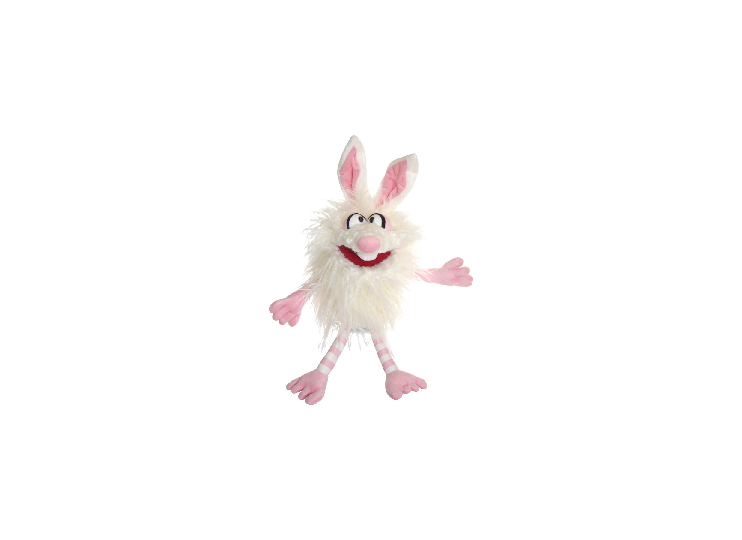Handpop Monster to go Flöckchen H33cm - polyester - wit/roze - Marionnette à main Monster to go Flöckchen H33cm - polyester - blanc/rose