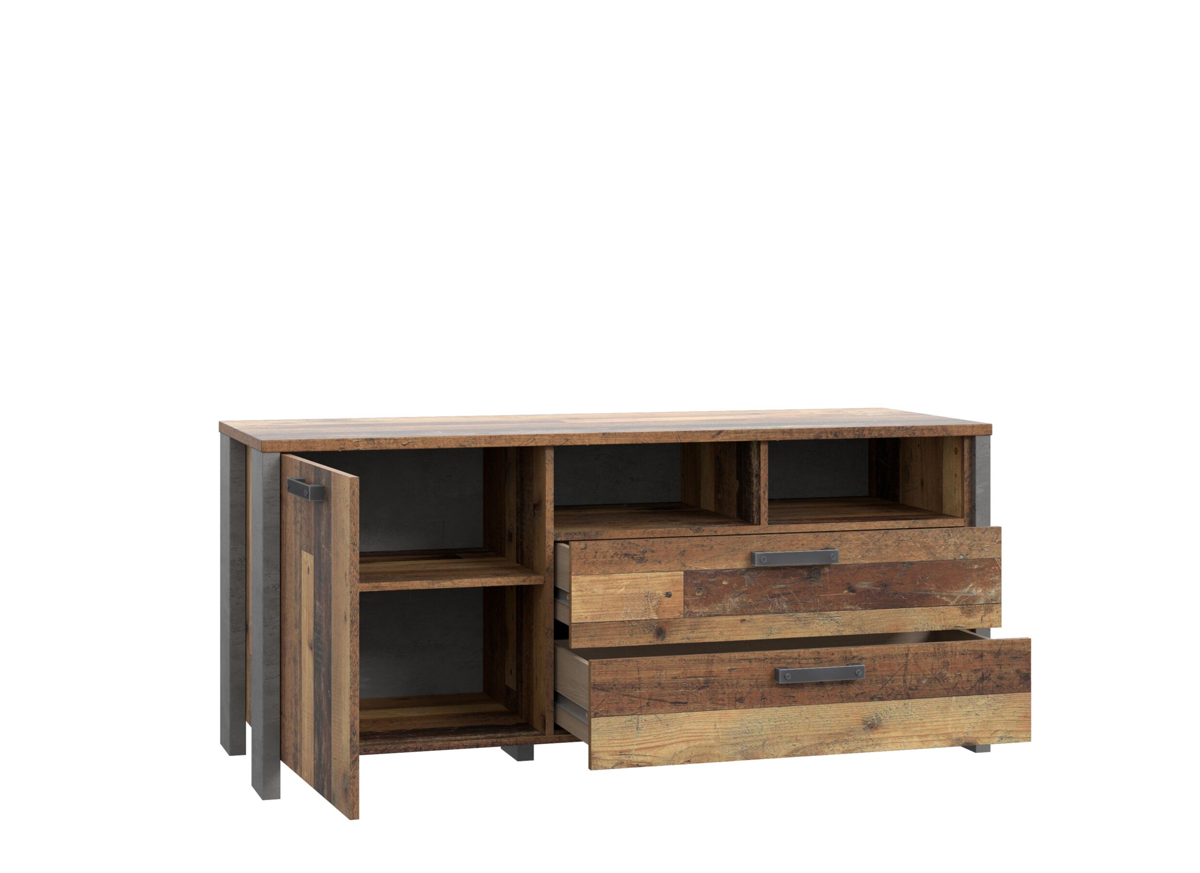 Meuble TV Clif 142cm - panneau décor - old wood/béton