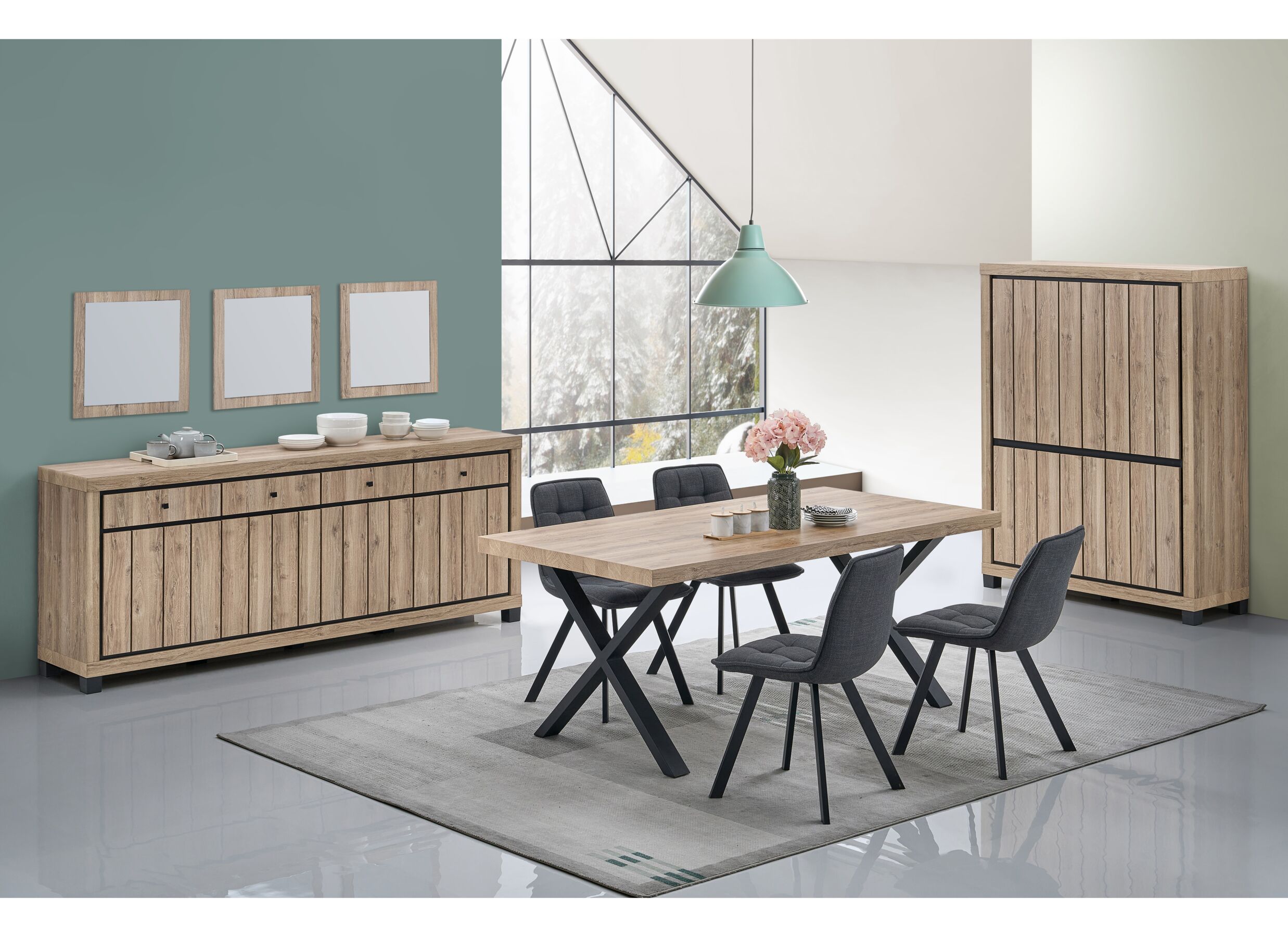 Sfeerfoto - Barkast Eduard 128cm - decor - summer oak