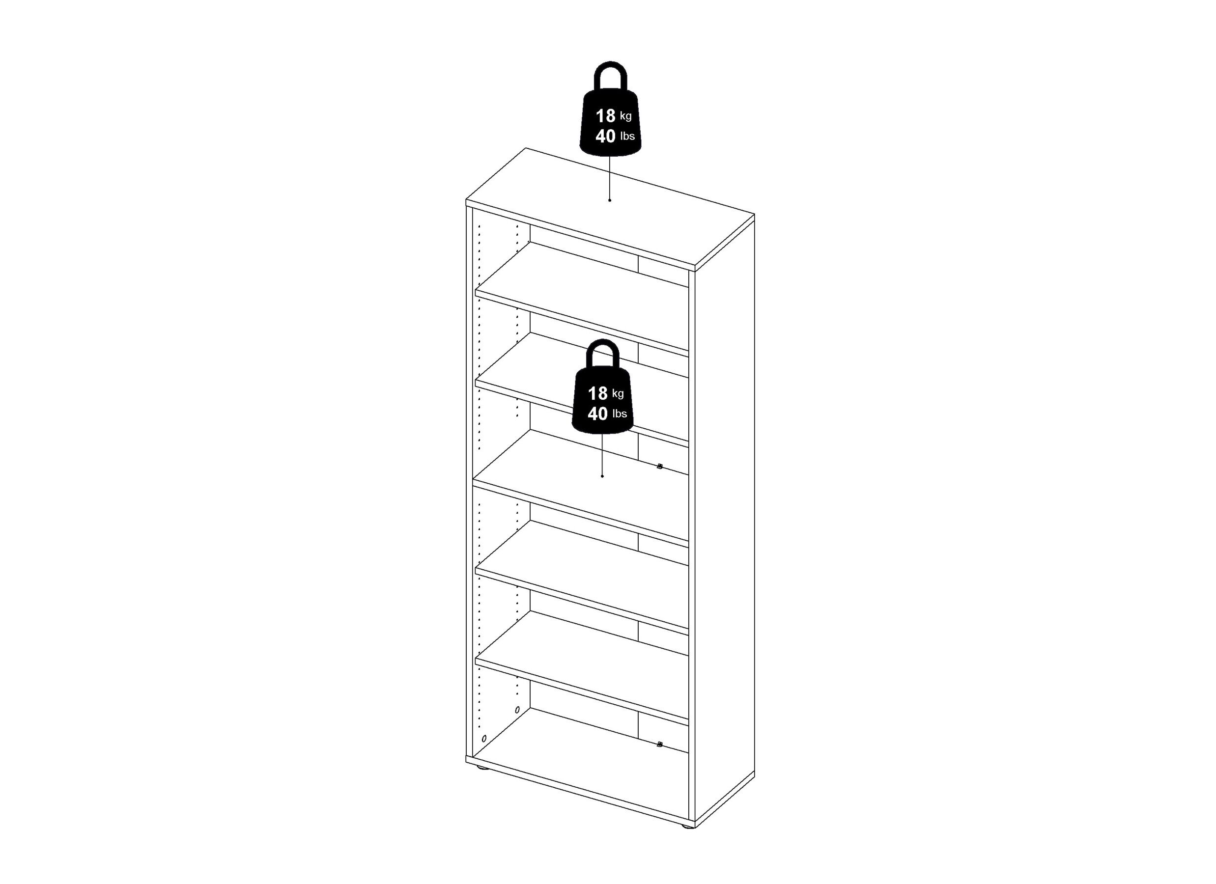 Afmetingen - Boekenrek Prima 89x40x222cm - decor - eik