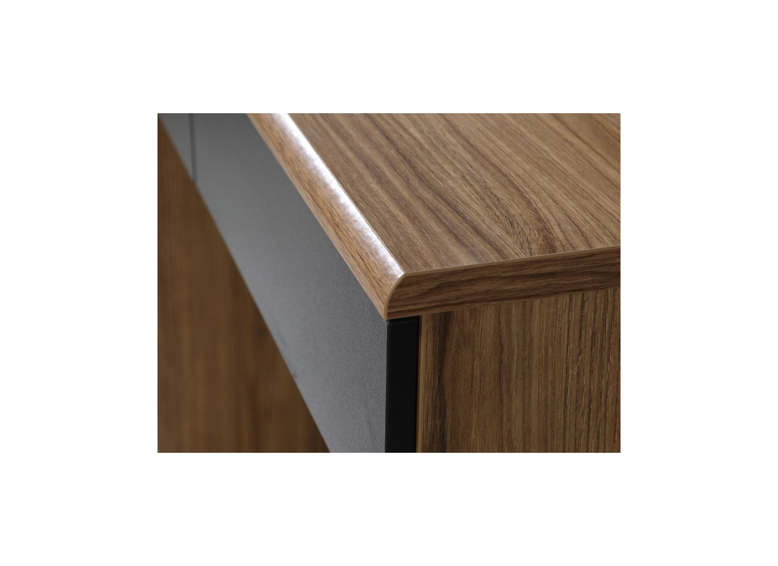 Detailfoto - Make-up tafel Dalate 100x41x80cm - meubelplaat - kastanje eik/mat zwart