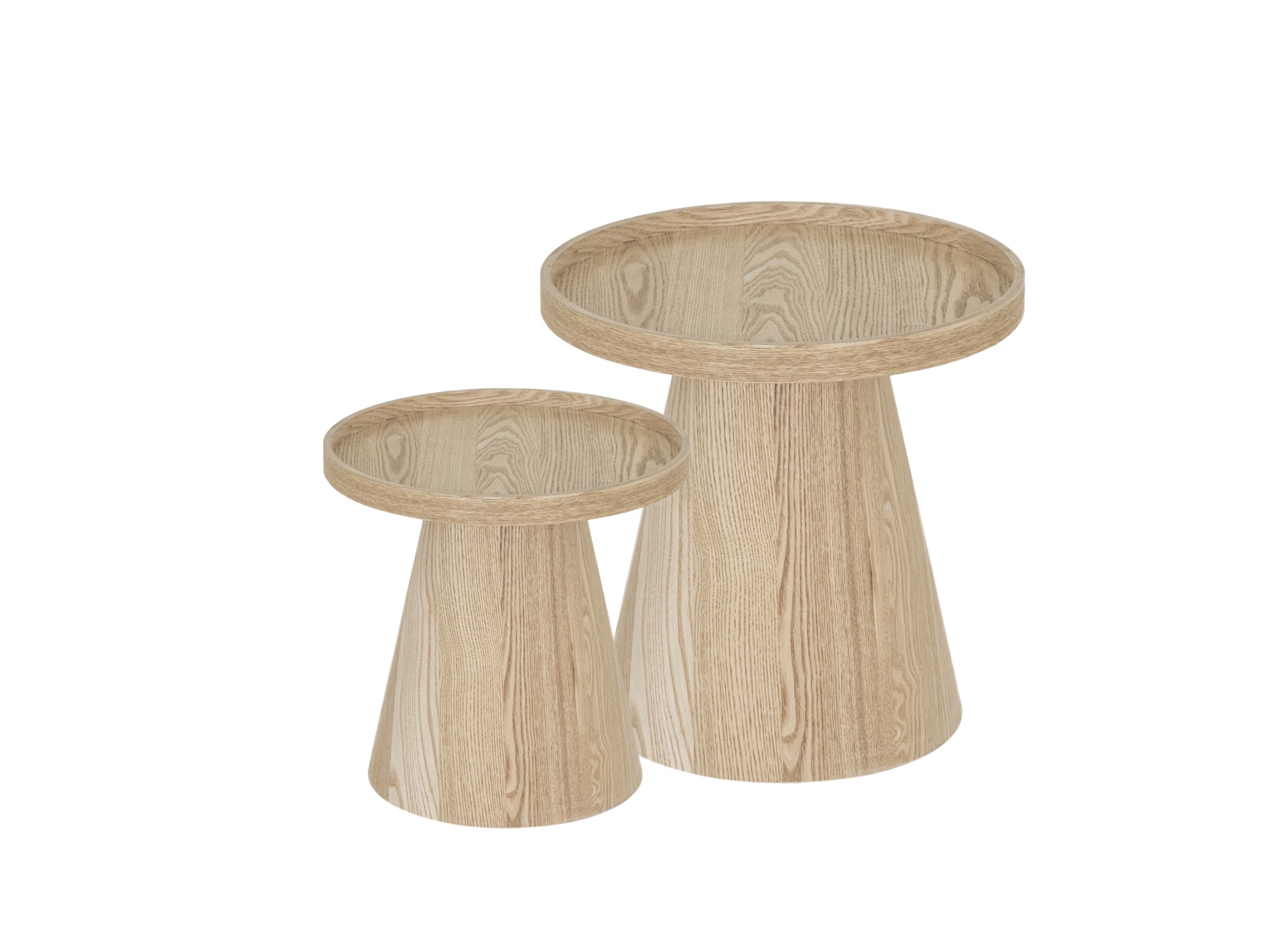 Photo ensemble - Table basse Mush Ø45cm - placage de frêne & décor - naturel