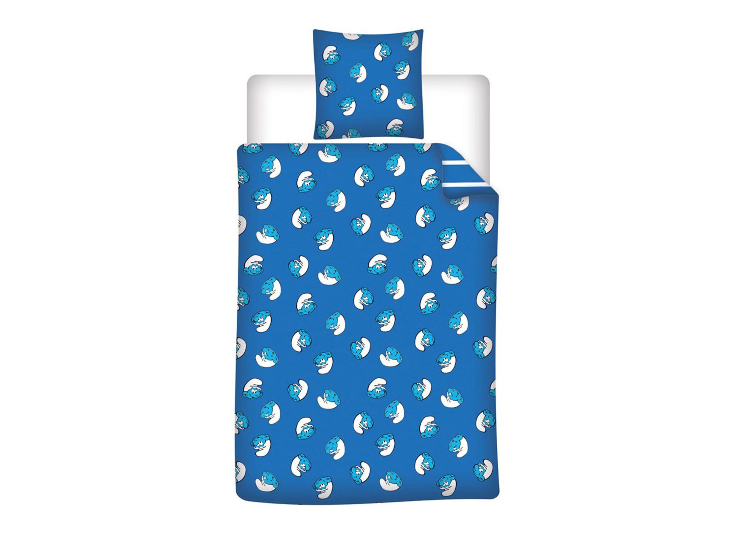 Overzichtsfoto - Dekbedovertrek Smurfs 140x200cm - polykatoen - blauw
