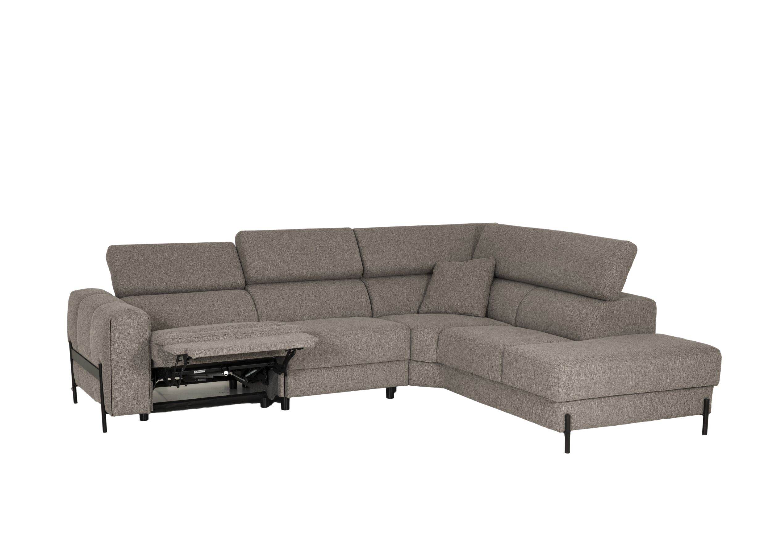 Canapé d'angle Arkon 296x238cm - tissu - taupe avec relax