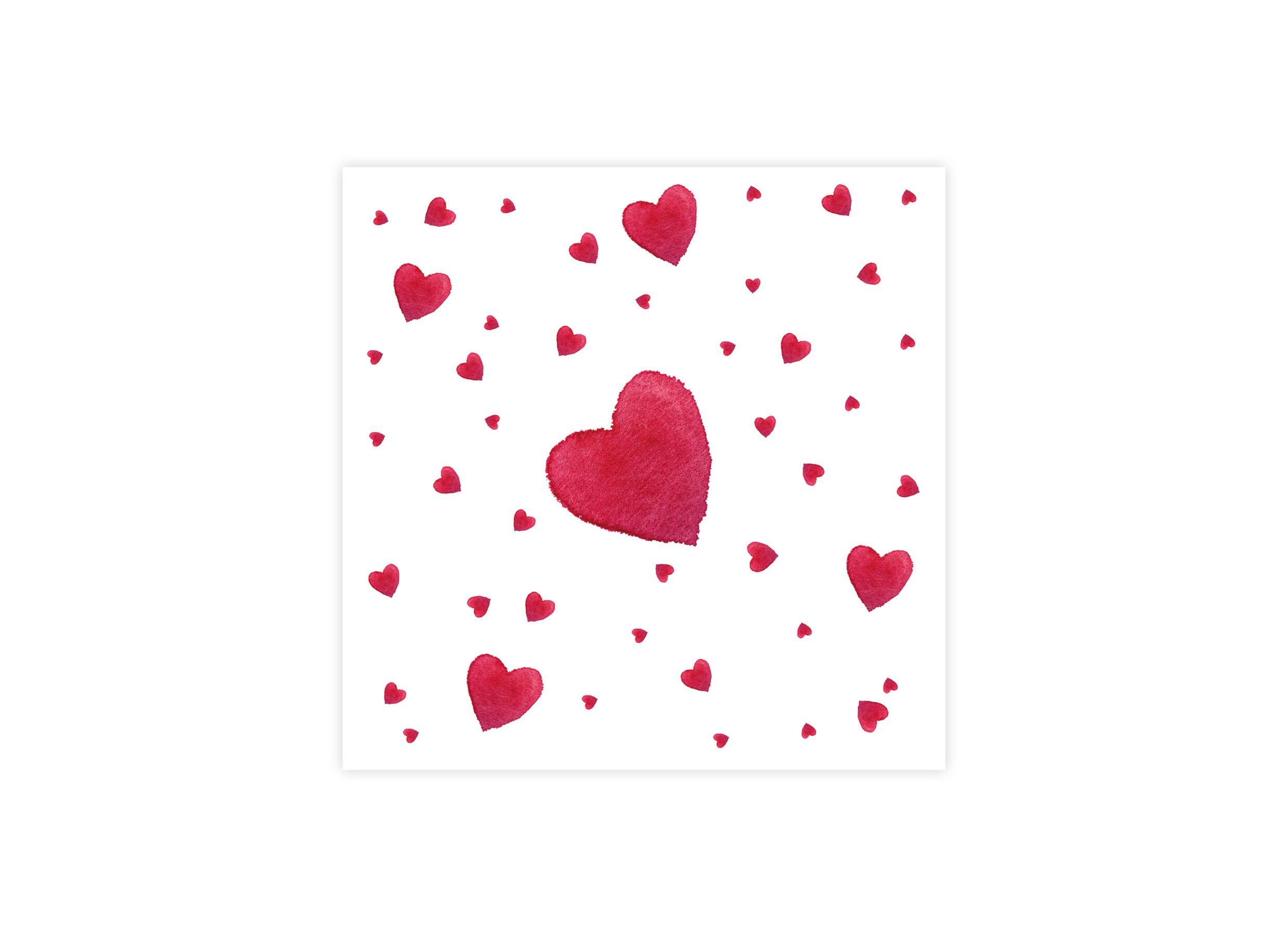 Plus Important - Serviette Love Splash 33x33cm - papier - rouge & blanc - 20 stuks