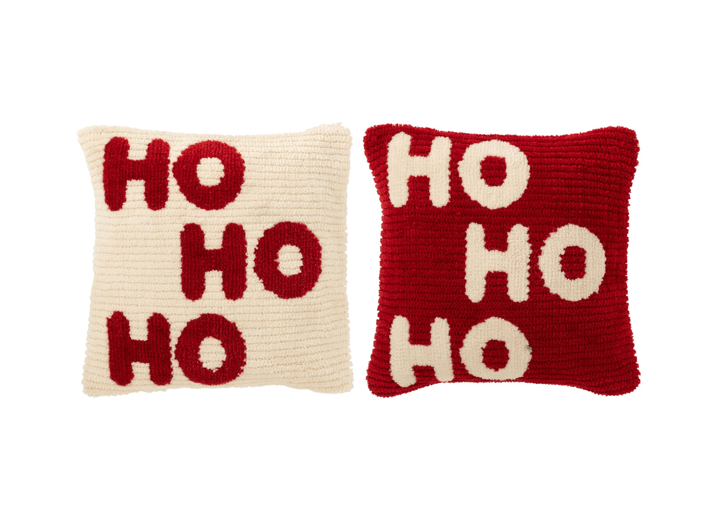 Kussen Hohoho 45x45cm - stof - rood & beige - Coussin Hohoho 45x45cm - tissu - rouge & beige