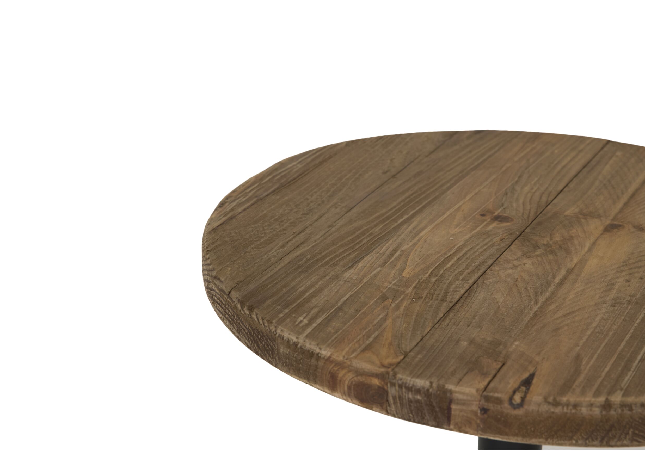 Detailfoto - Bijzettafel Navarino Ø45cm - gerecycleerd den massief & ijzer - naturel/zwart