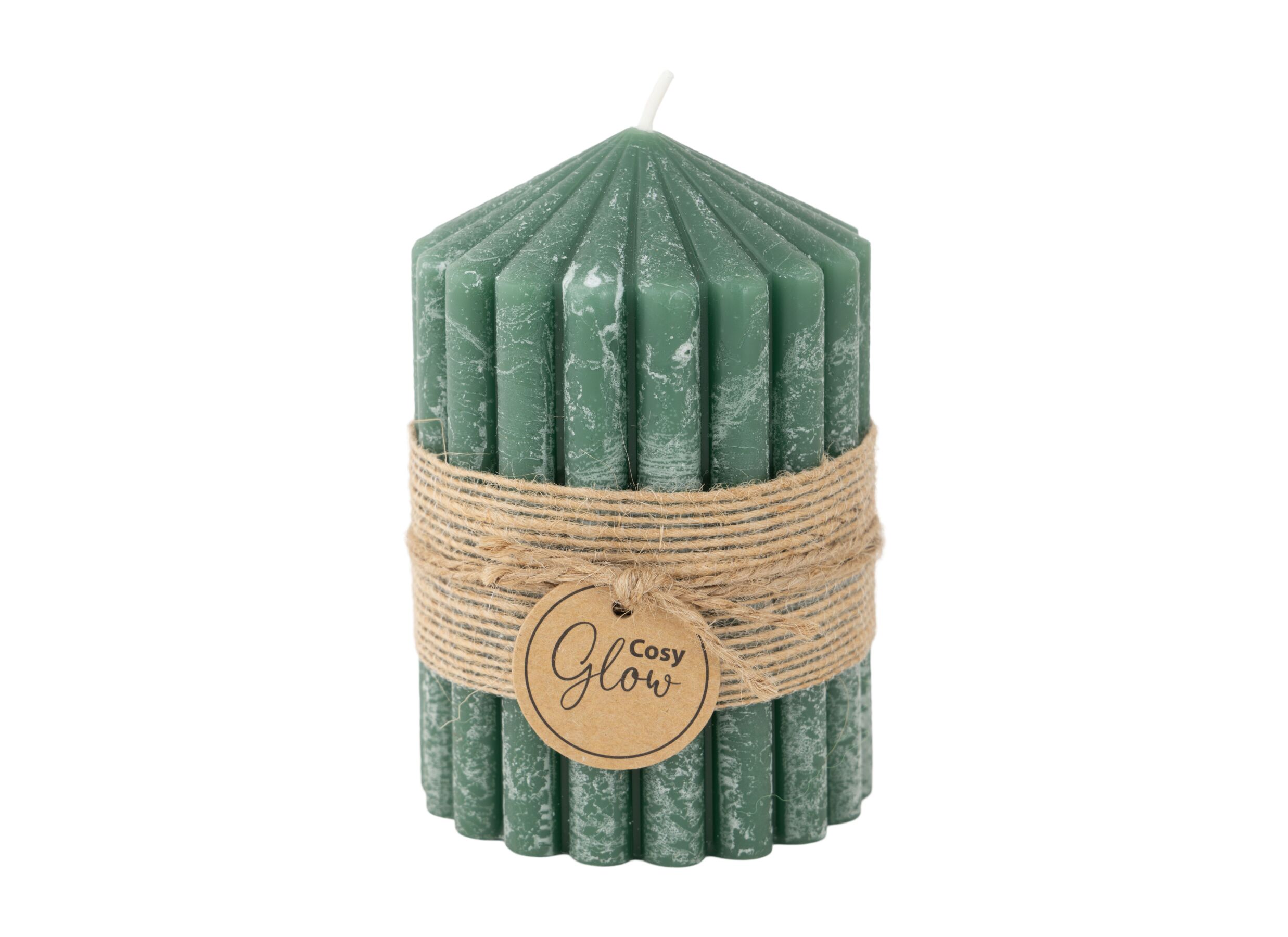 Kaars Ribble Ø7x10cm - paraffine - groen - Bougie Ribble Ø7x10cm - paraffine - vert