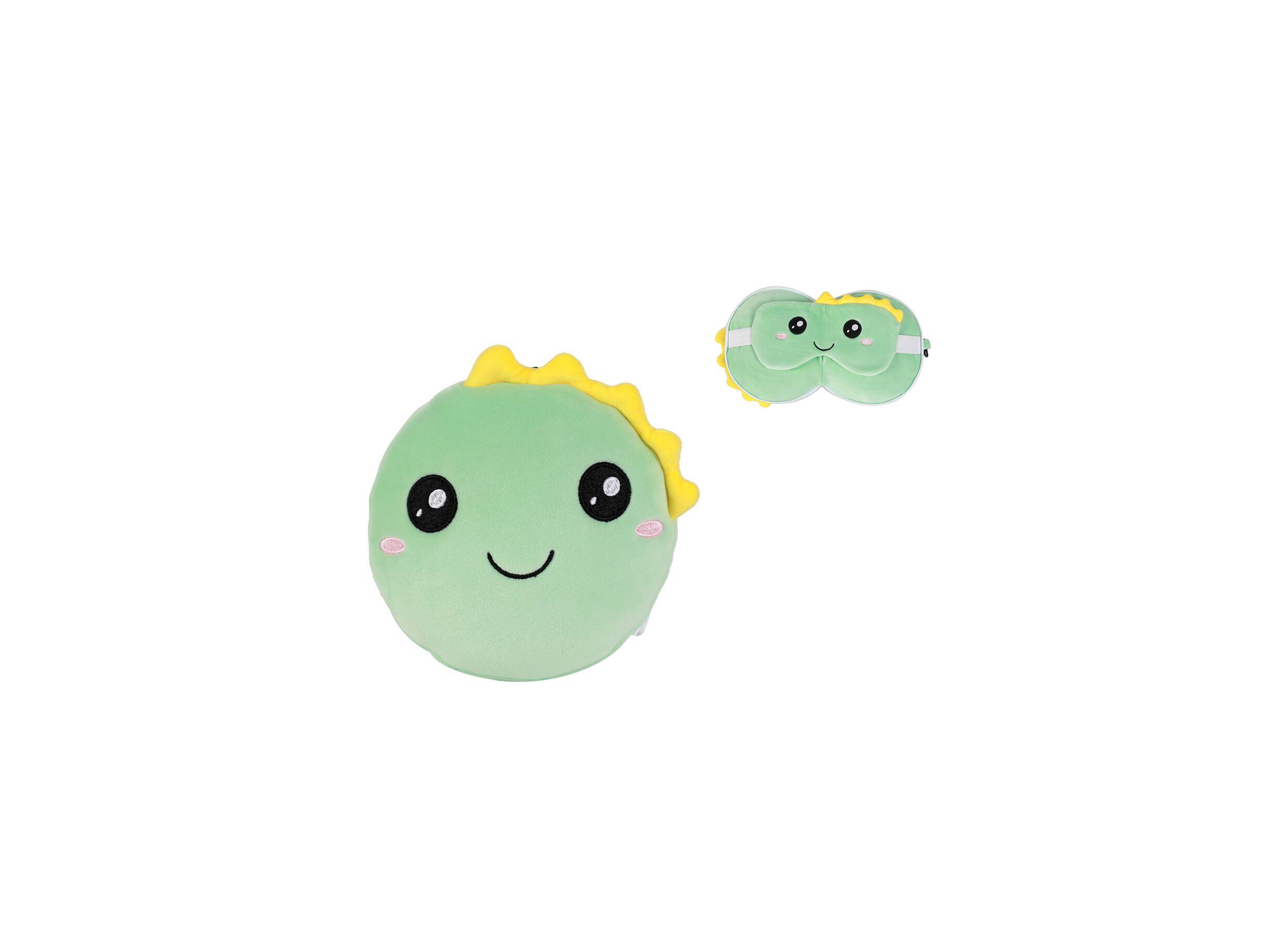 Plus Important - Coussin Hello Dino avec masque de sommeil - tissu - vert