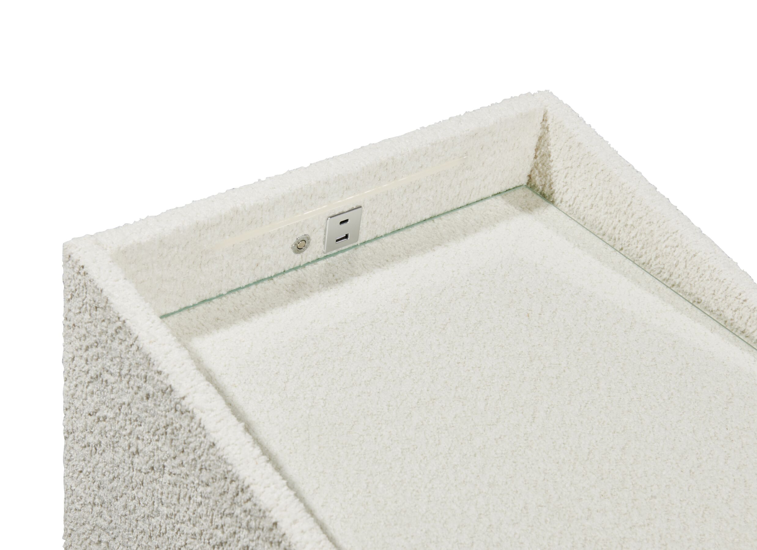Aperçu - Table de chevet Moon 48x47x62cm - tissu - crème