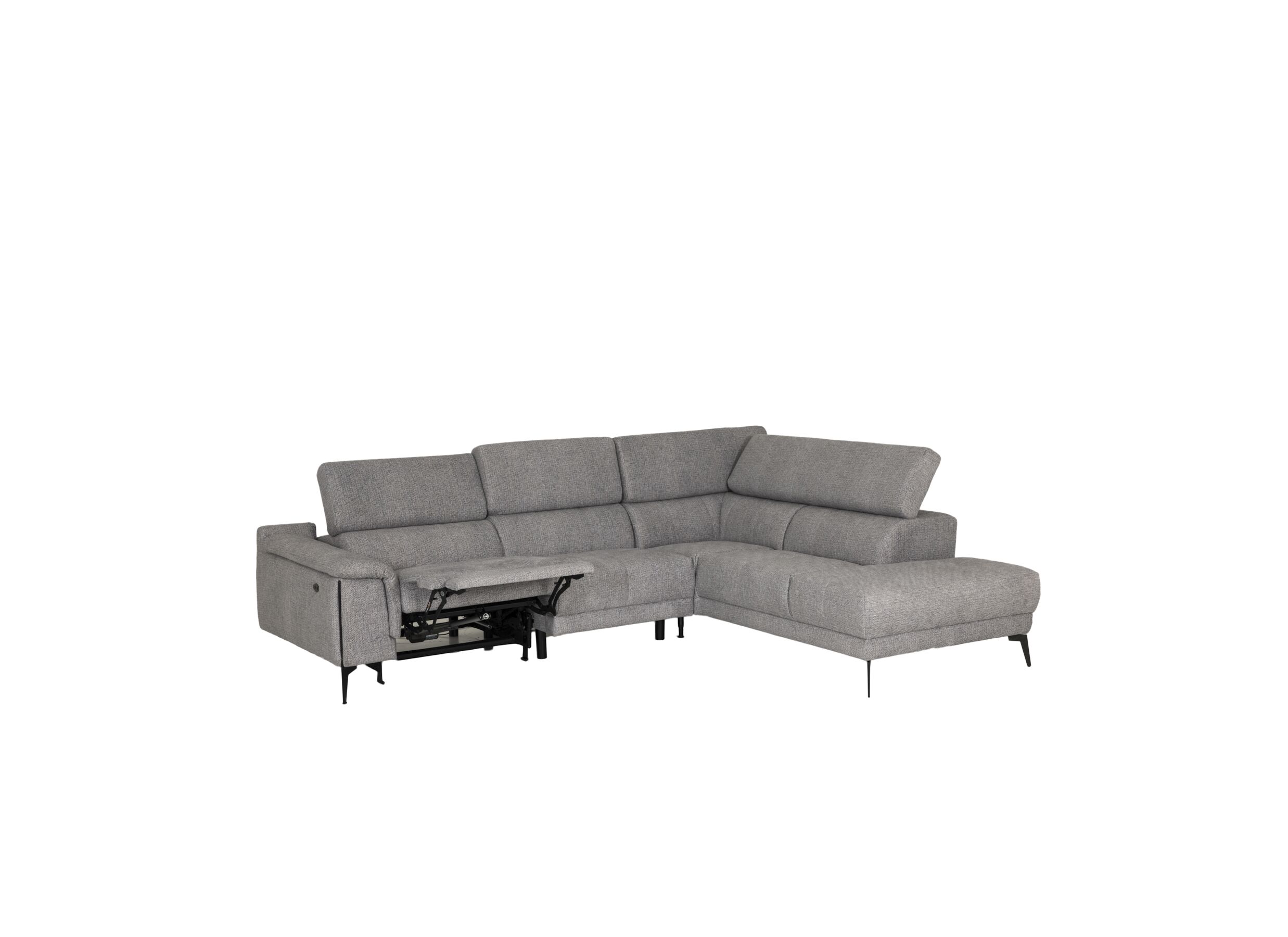 Aperçu - Canapé d'angle Amira 290x228cm - tissu - gris avec relax