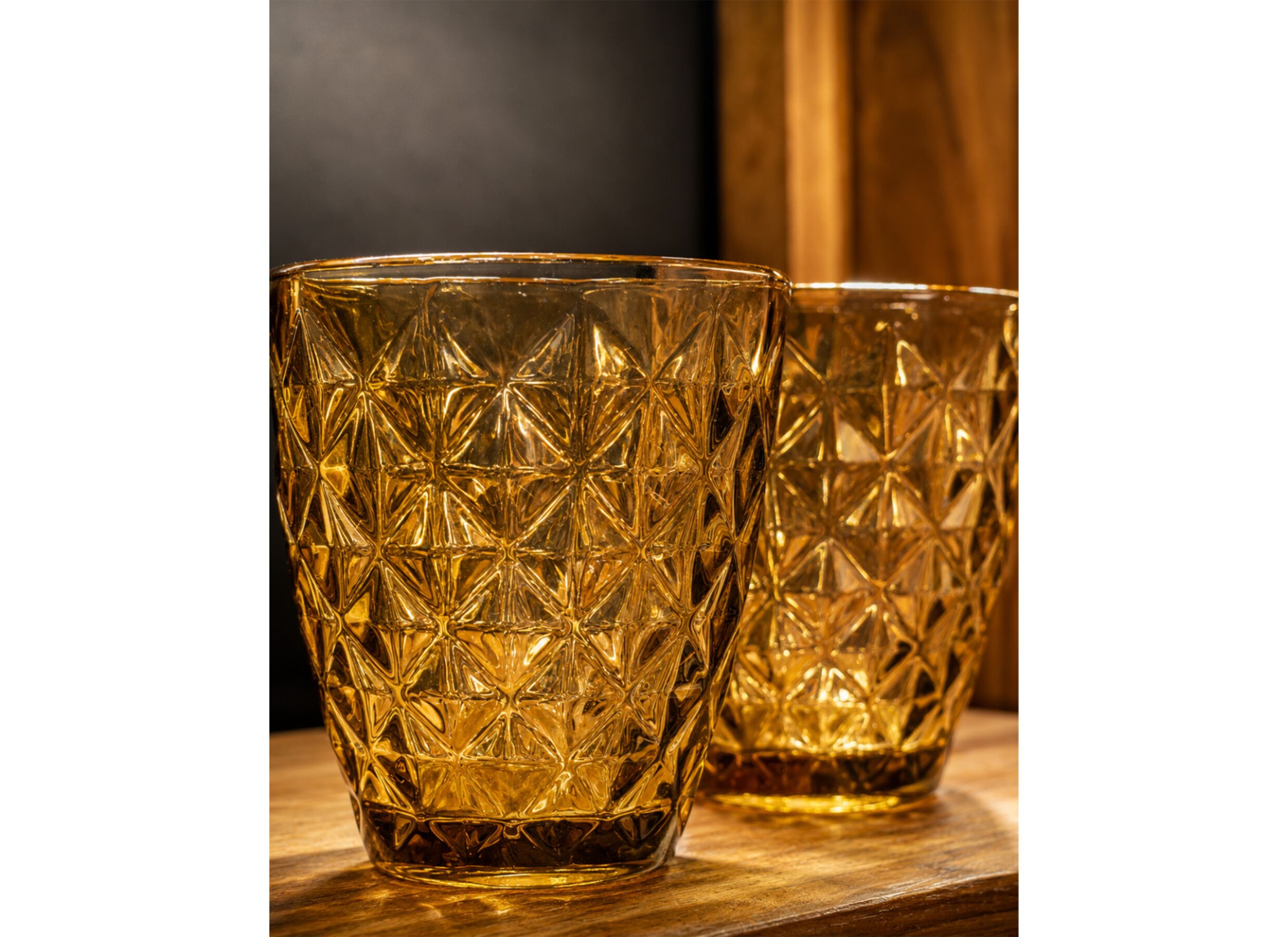 Foto ambiance - Verre Prisma 22cl - verre - ocre lot de 4
