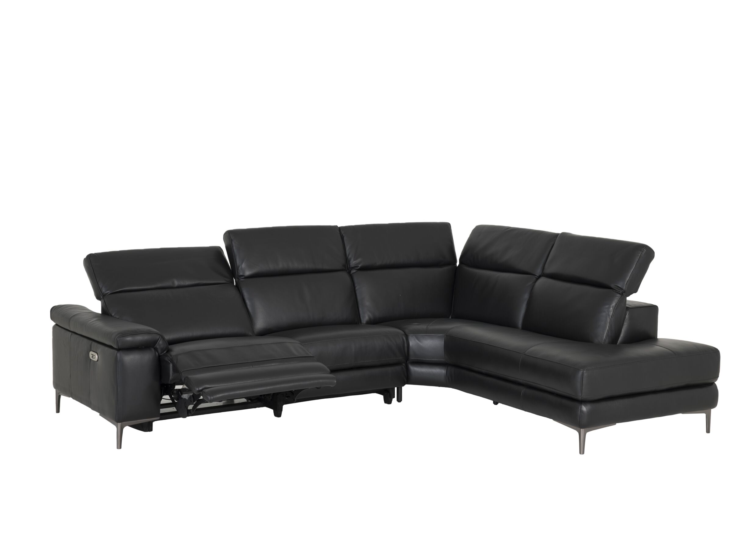 Hoeksalon After 295x232cm - leder - zwart met relax