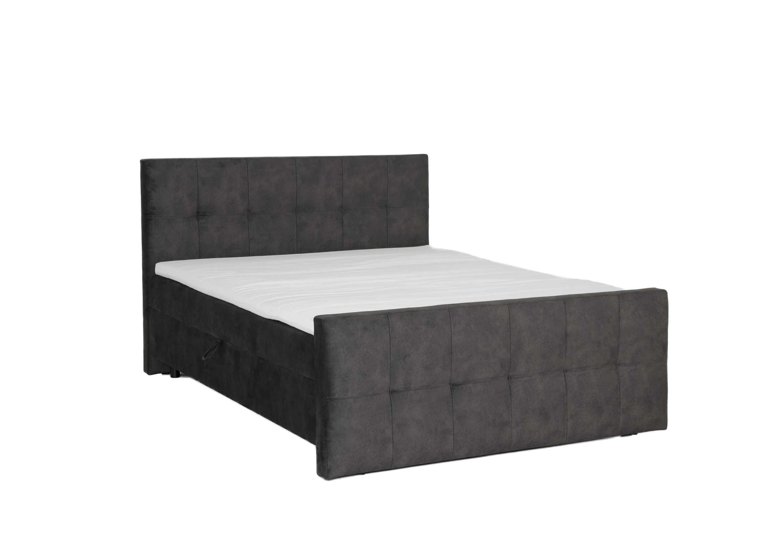 Boxspring Valetta 180x200cm avec rangement tissu espresso - Lit box Valetta 180x200cm avec rangement tissu espresso