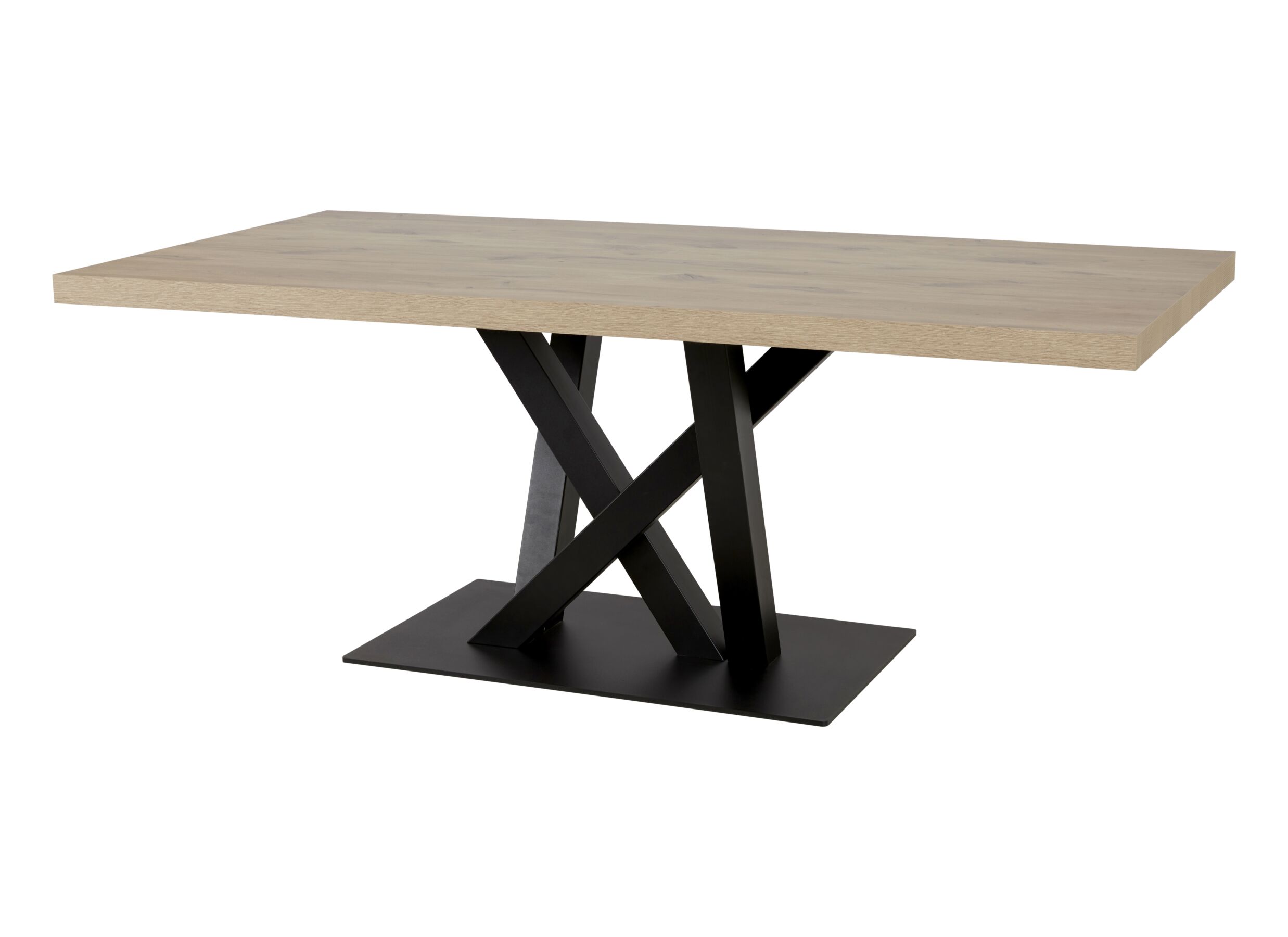Hoofdfoto - Tafel Sacha 230x100cm - melamine & metaal - canyon oak & zwart