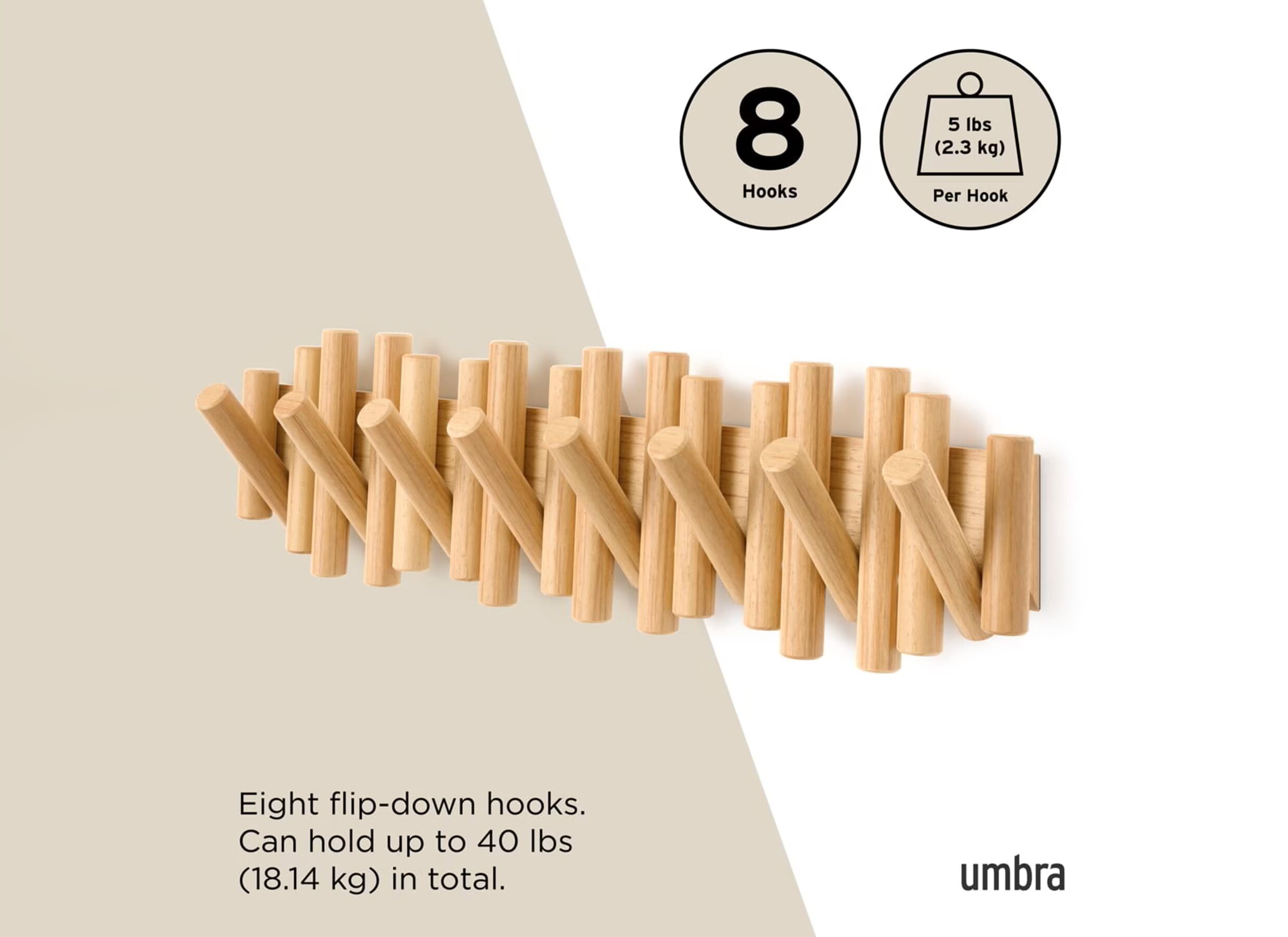Indeling - Kapstok Picket 8 Hook 61cm - naturel