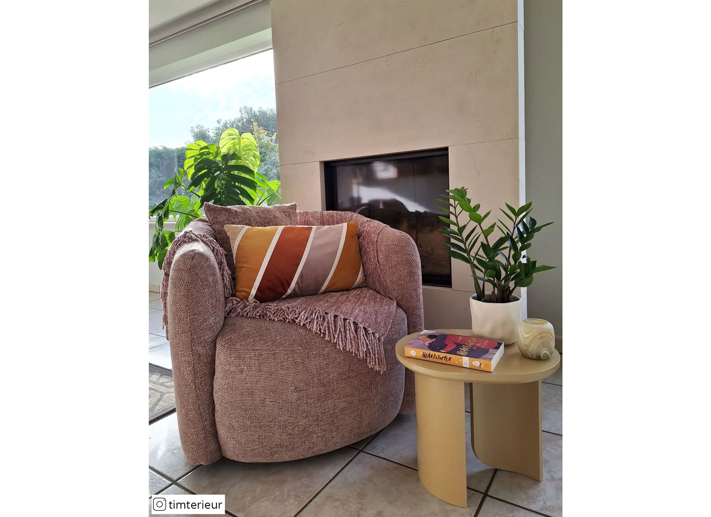 Fauteuil pivotant Alken 87x87x77cm - tissu - rose