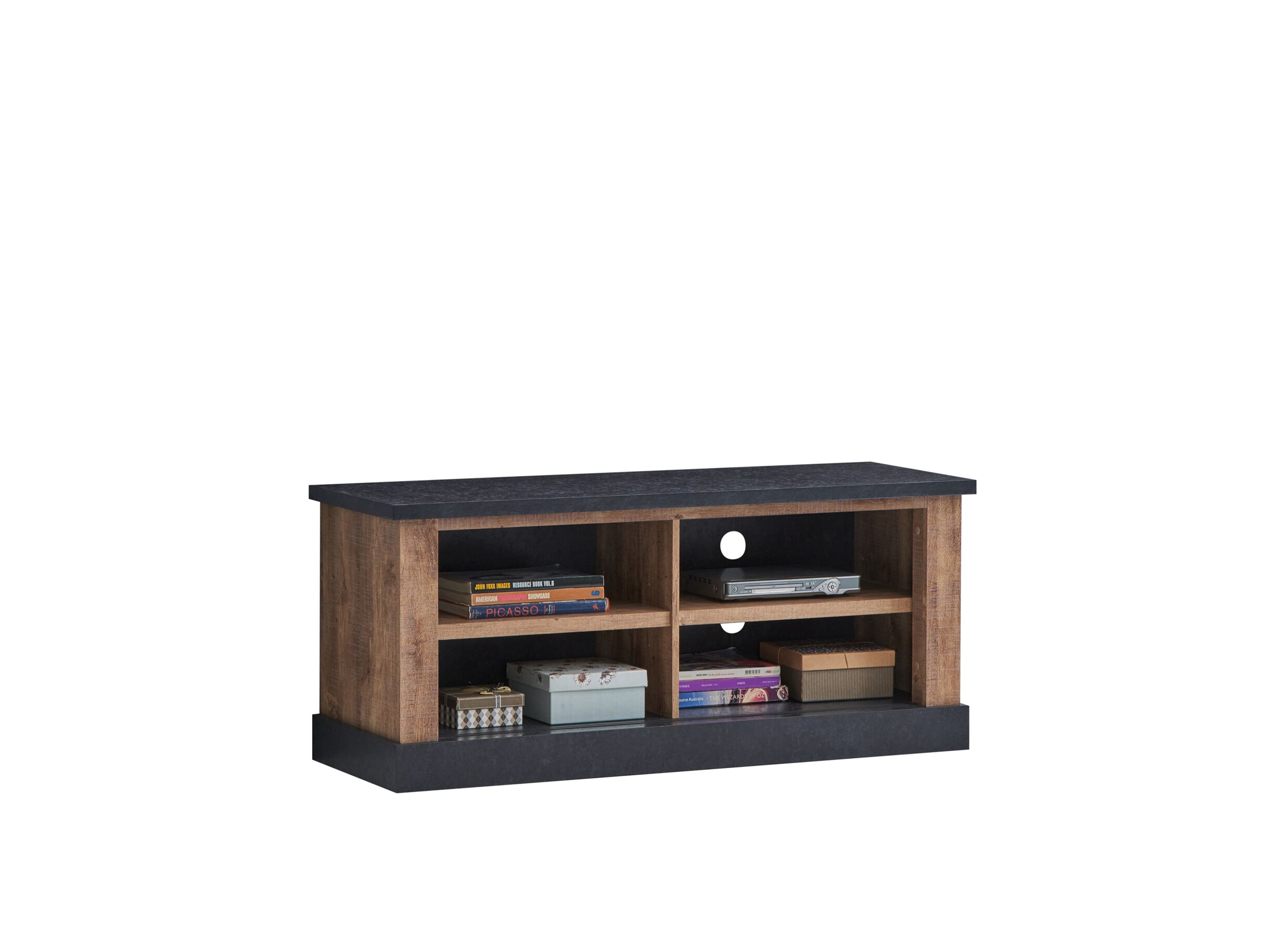 Tv-meubel Etienne 132cm - meubelplaat - industriële eik & zwart