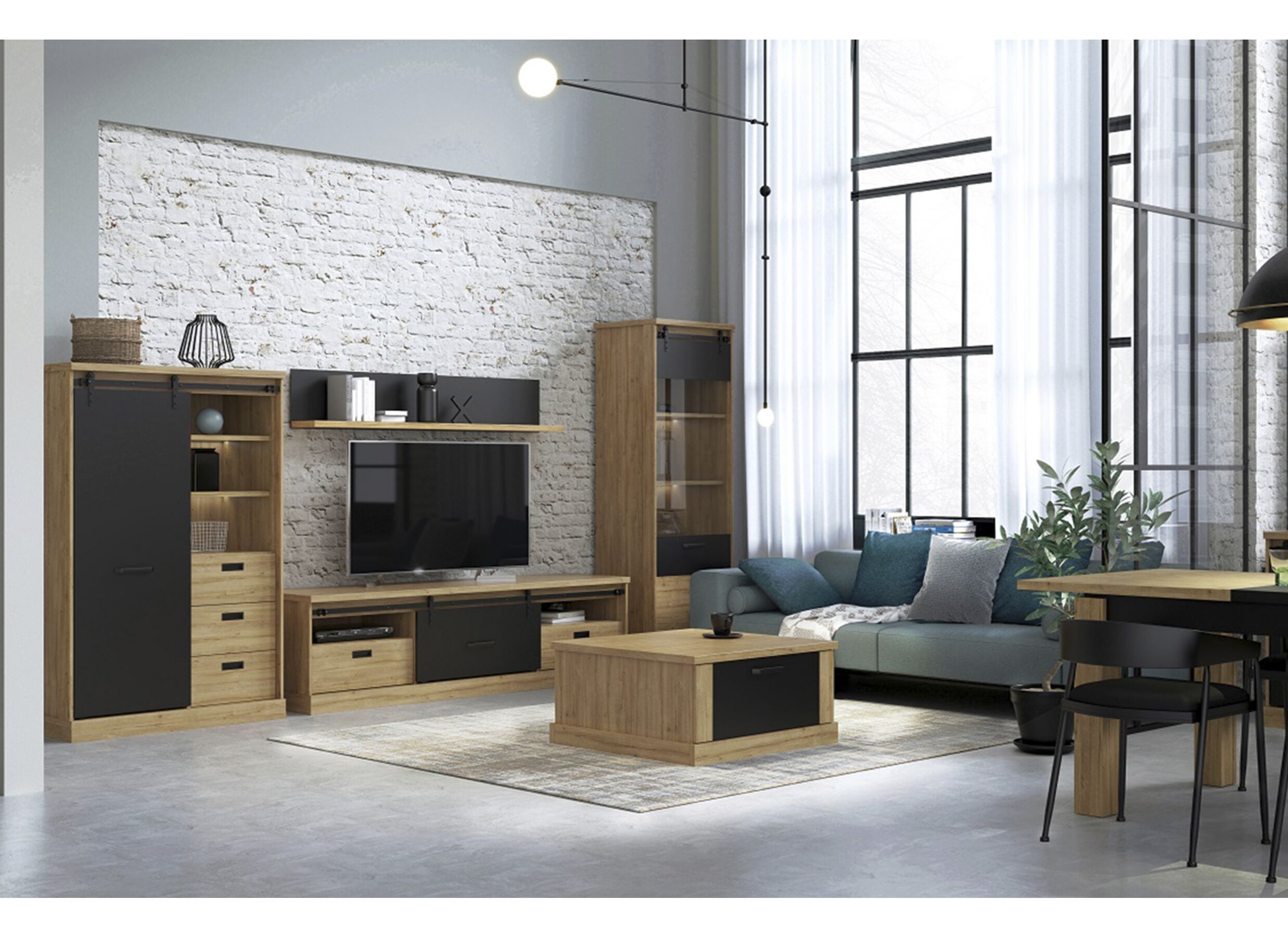 Vitrinekast Kaszimiro 63cm - decor - waterford eik /zwart